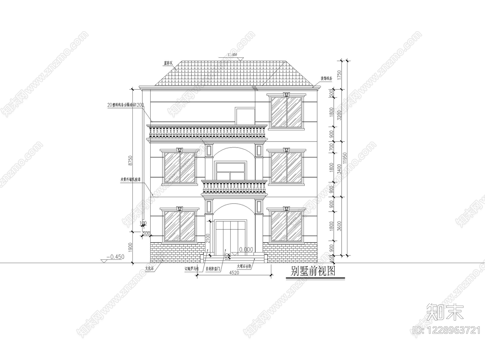别墅建筑cad施工图下载【ID:1228963721】