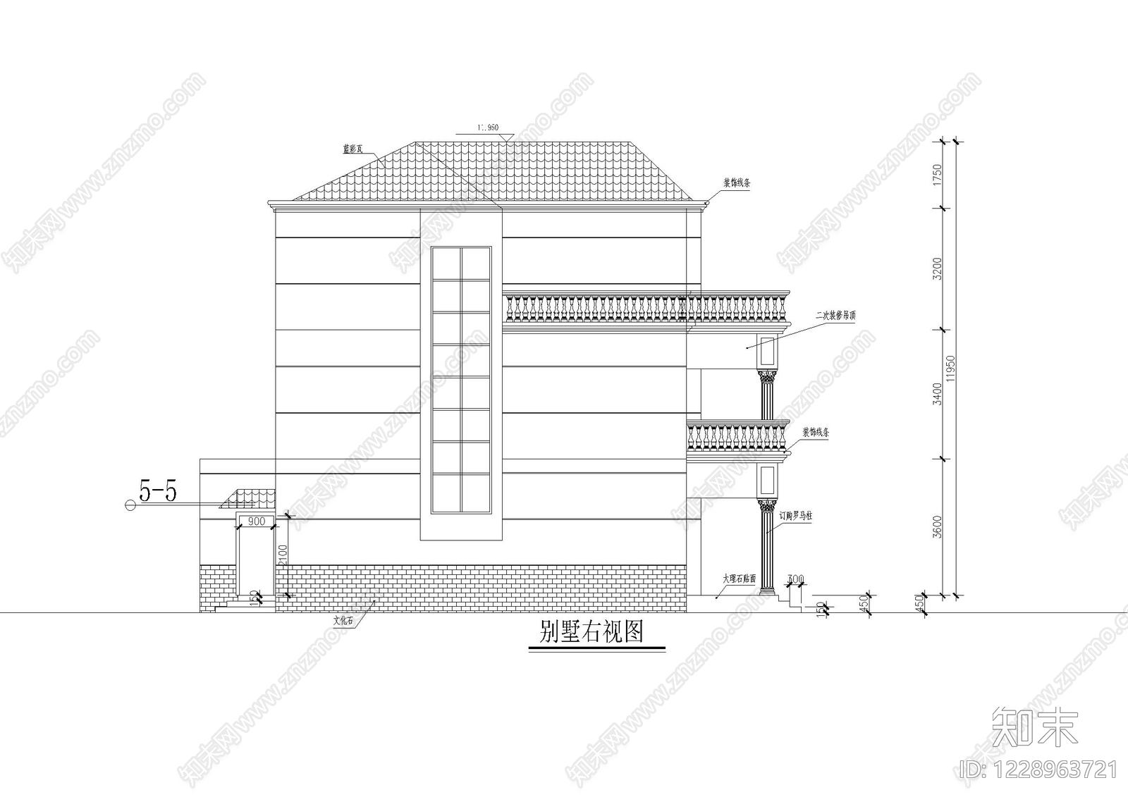 别墅建筑cad施工图下载【ID:1228963721】