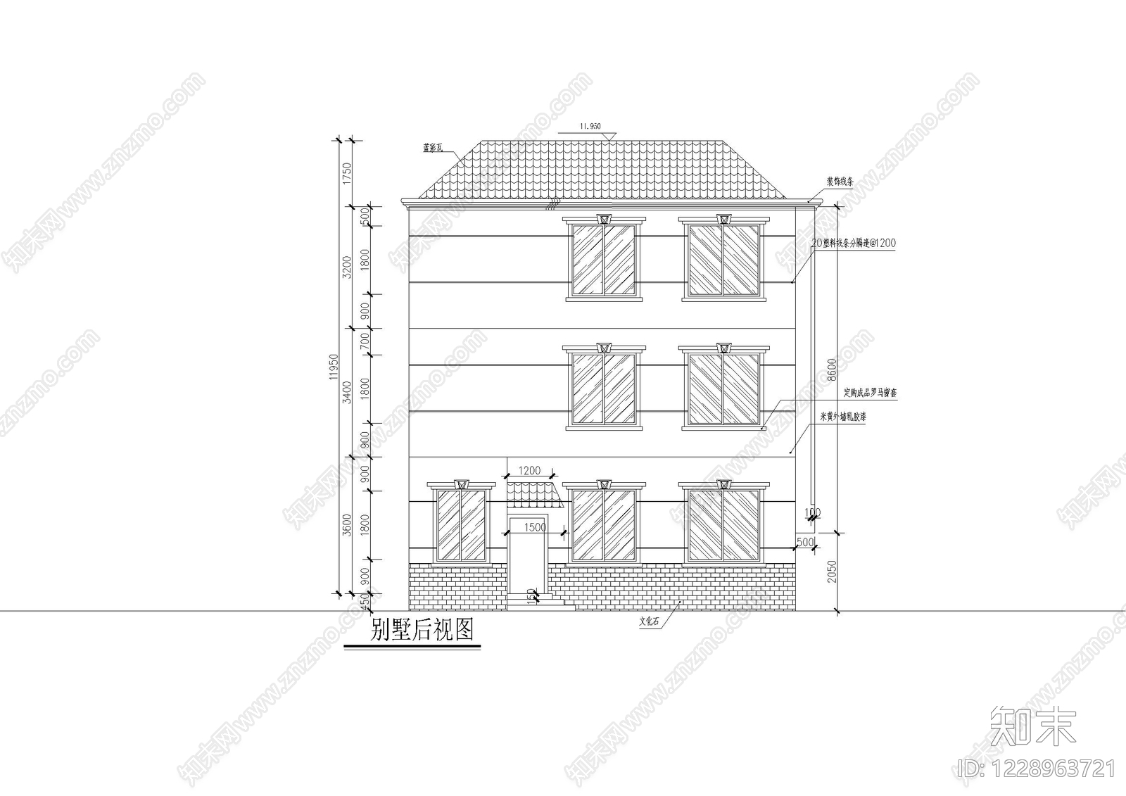 别墅建筑cad施工图下载【ID:1228963721】