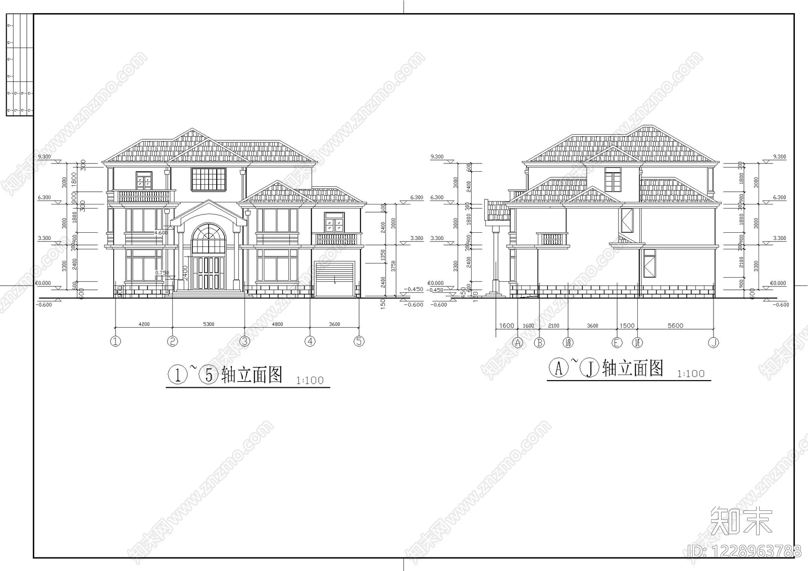 别墅建筑cad施工图下载【ID:1228963788】