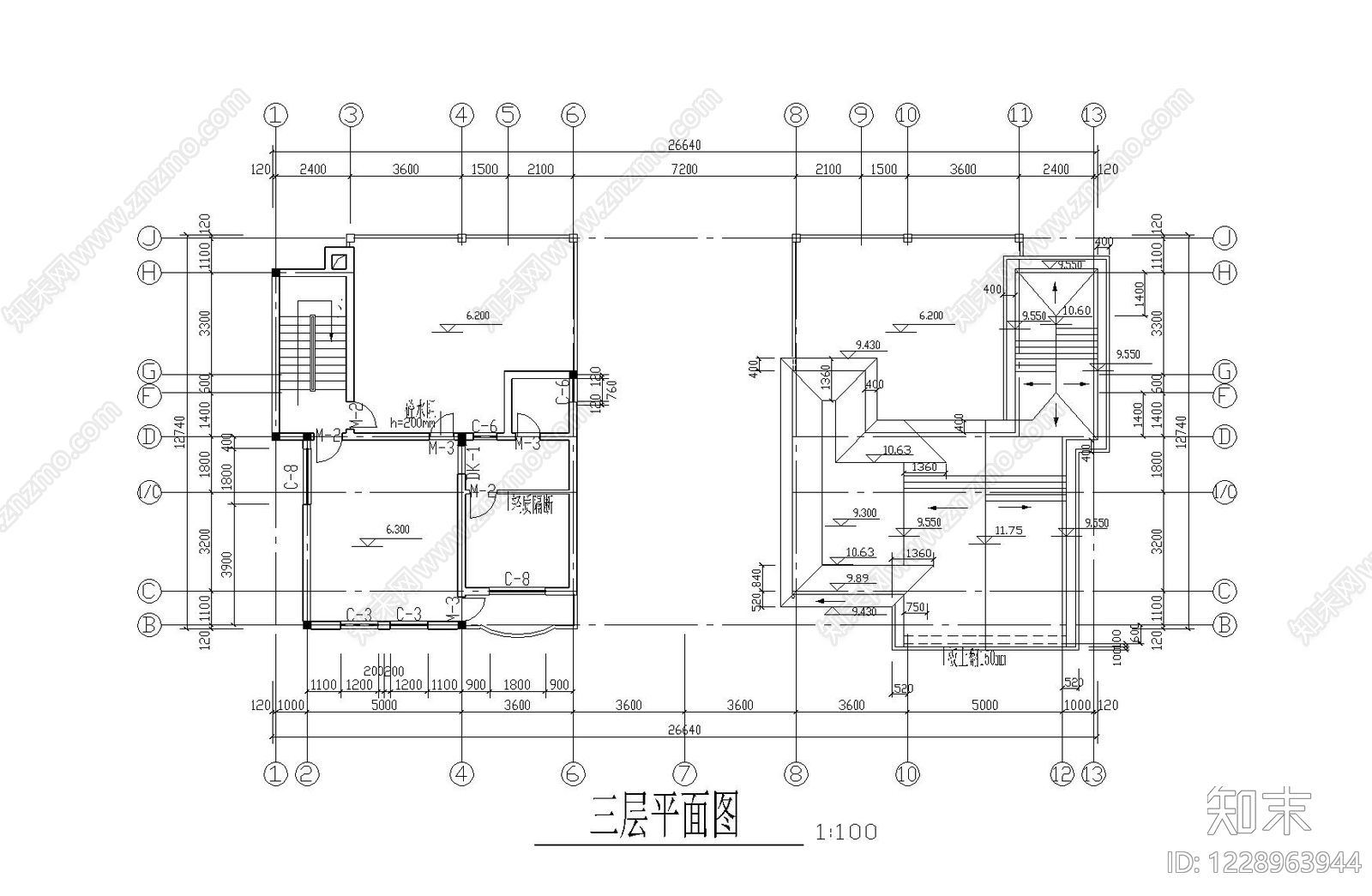 别墅建筑cad施工图下载【ID:1228963944】