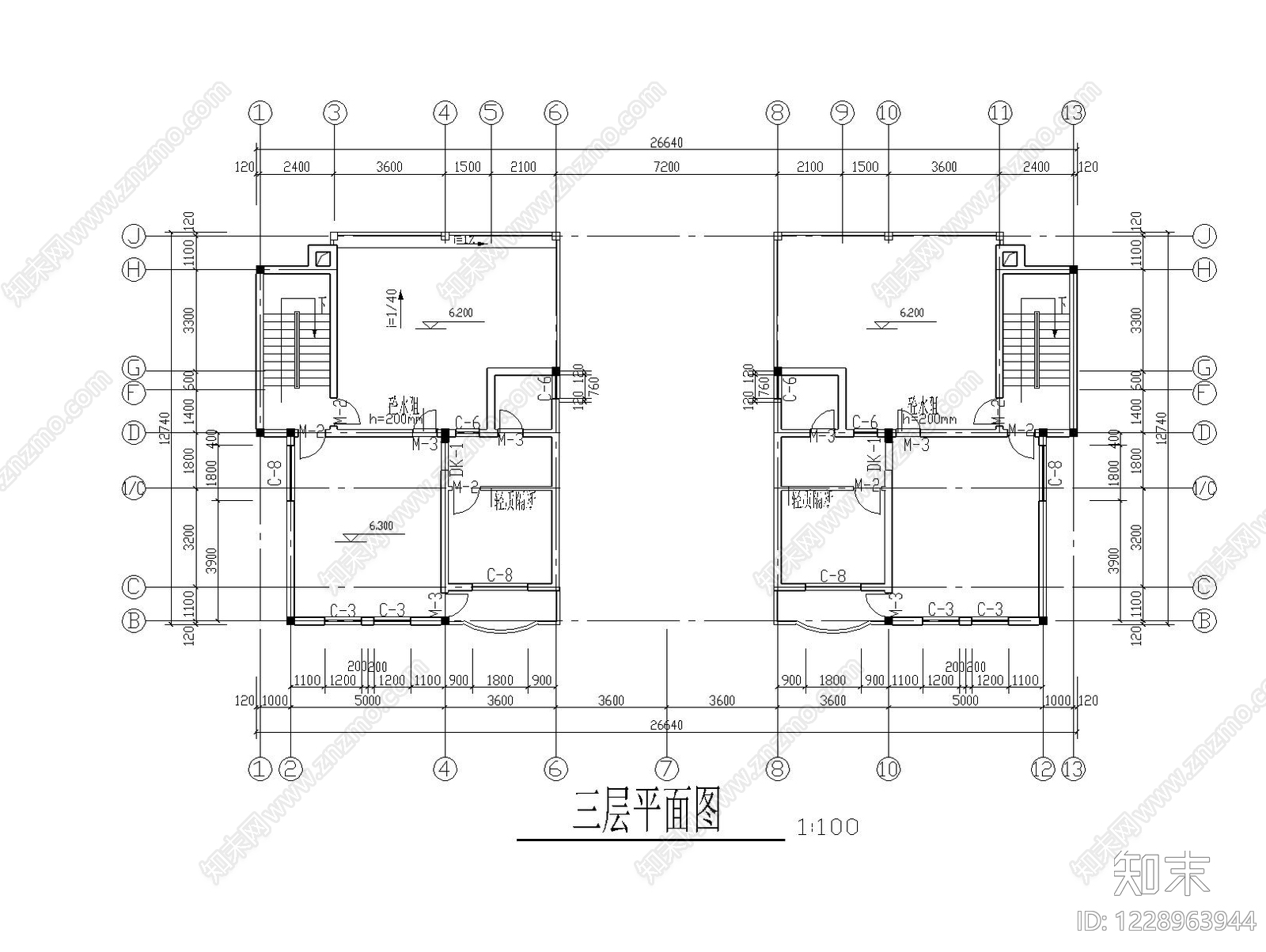 别墅建筑cad施工图下载【ID:1228963944】
