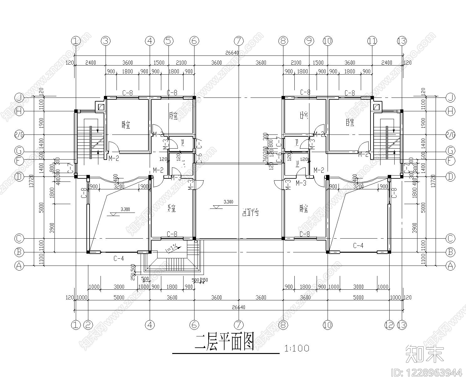 别墅建筑cad施工图下载【ID:1228963944】