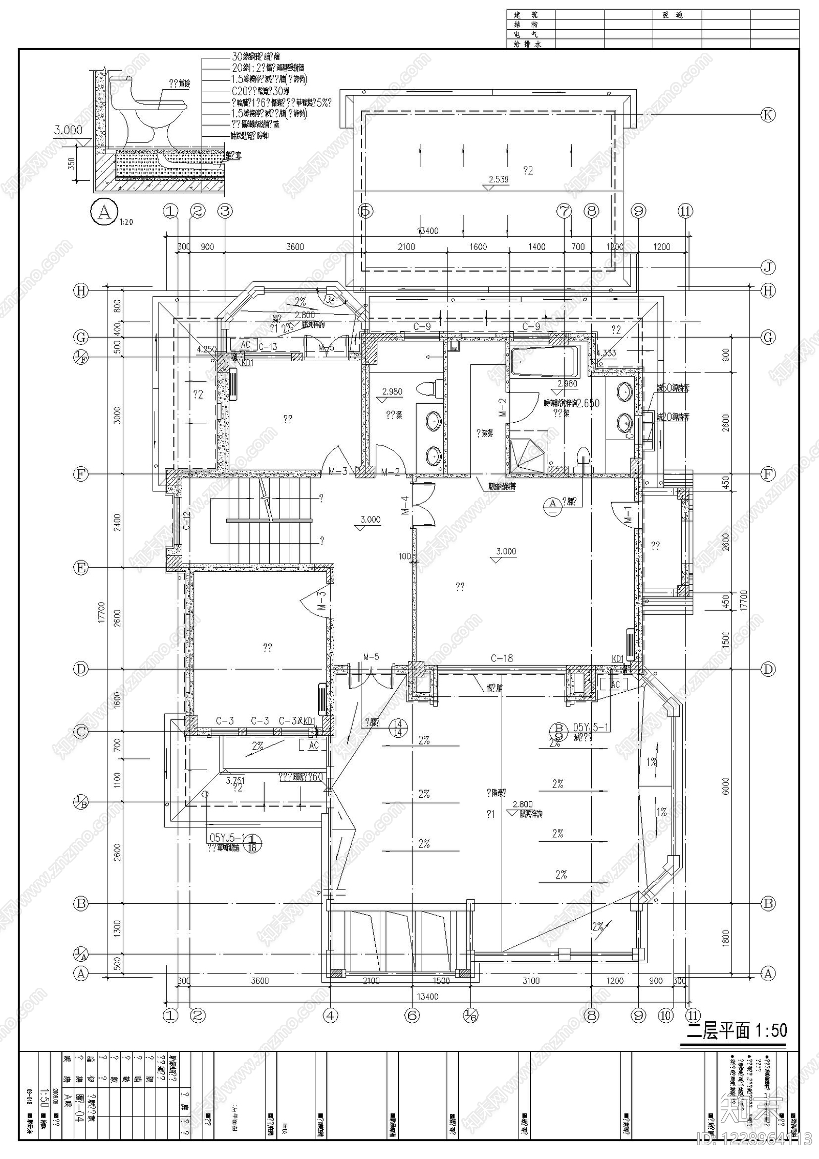 别墅建筑cad施工图下载【ID:1228964113】