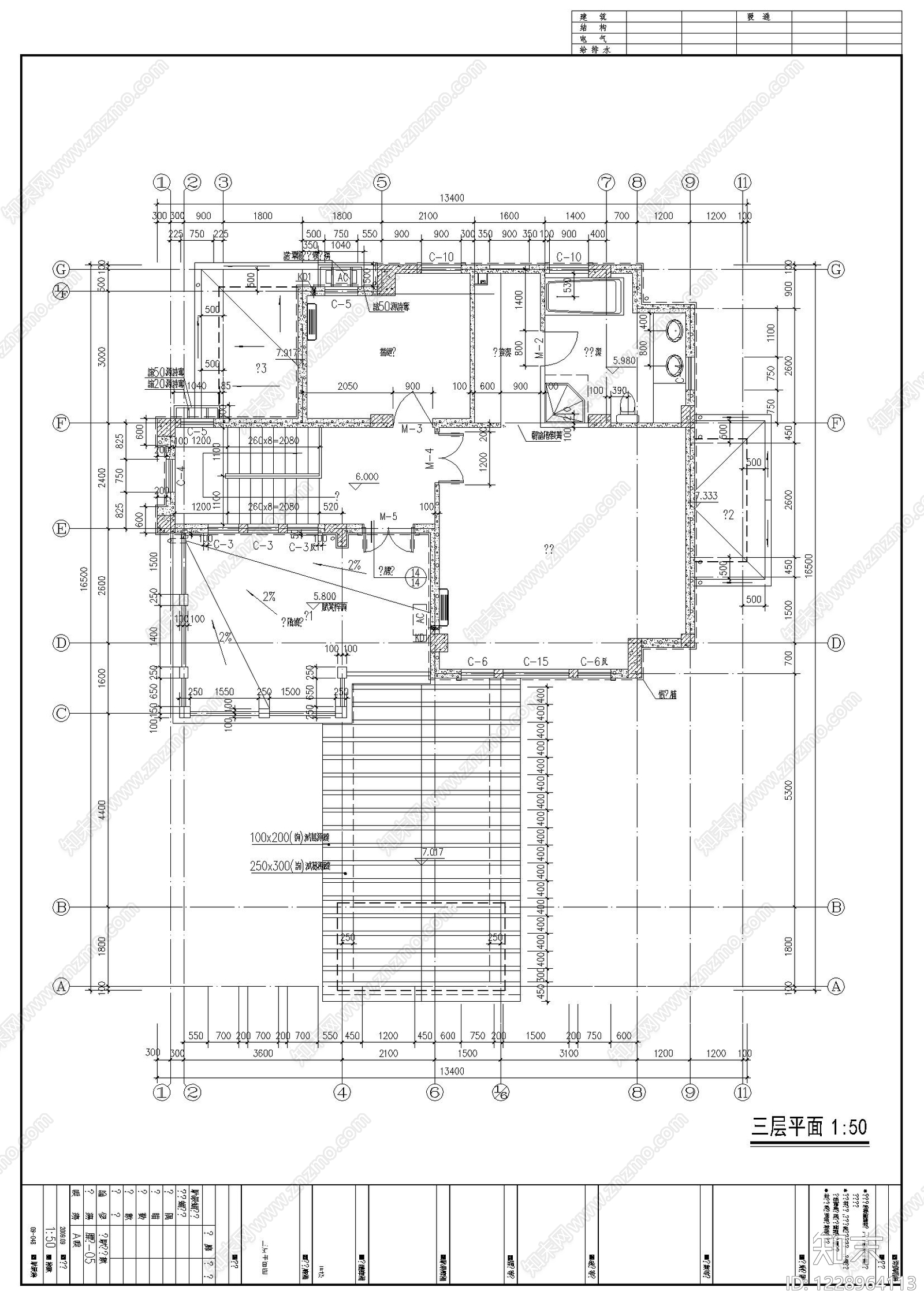 别墅建筑cad施工图下载【ID:1228964113】