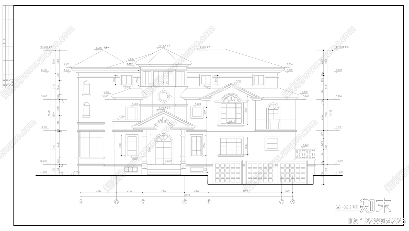 别墅建筑cad施工图下载【ID:1228964225】