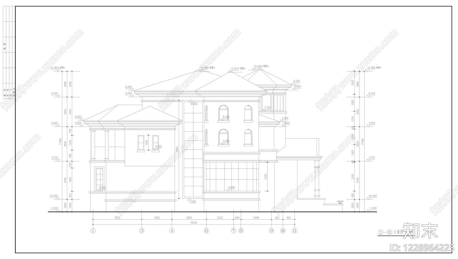 别墅建筑cad施工图下载【ID:1228964225】