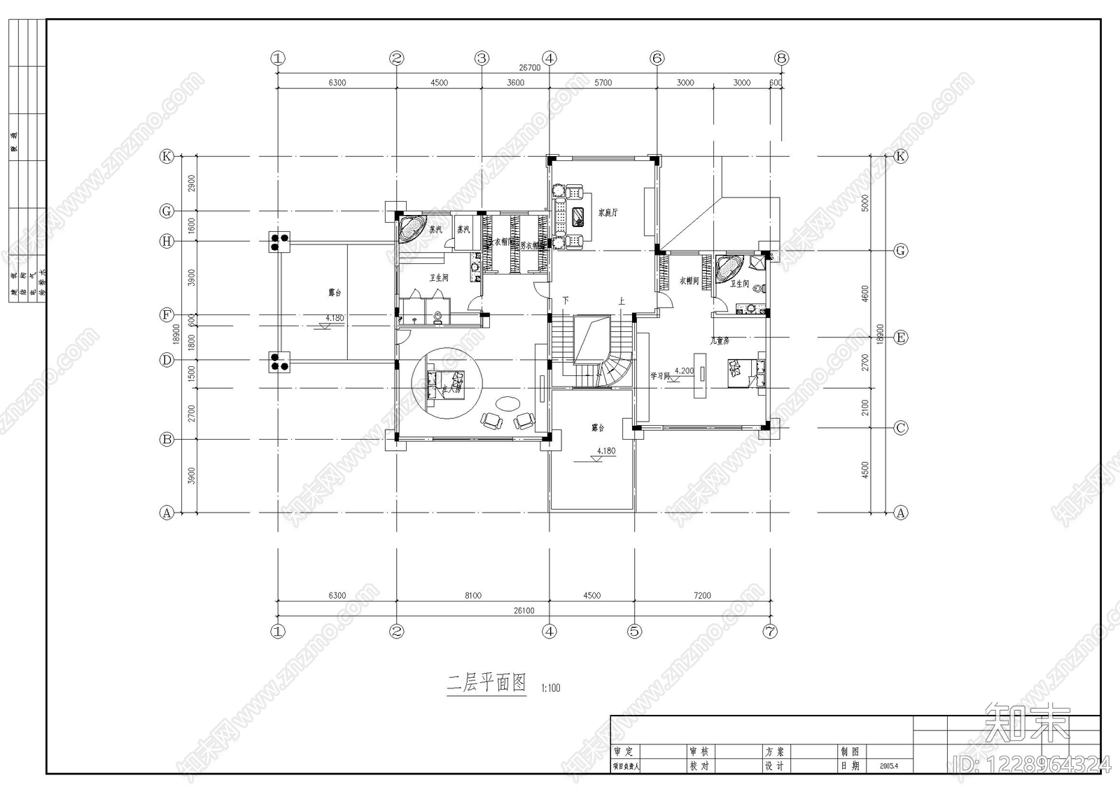 别墅建筑cad施工图下载【ID:1228964324】