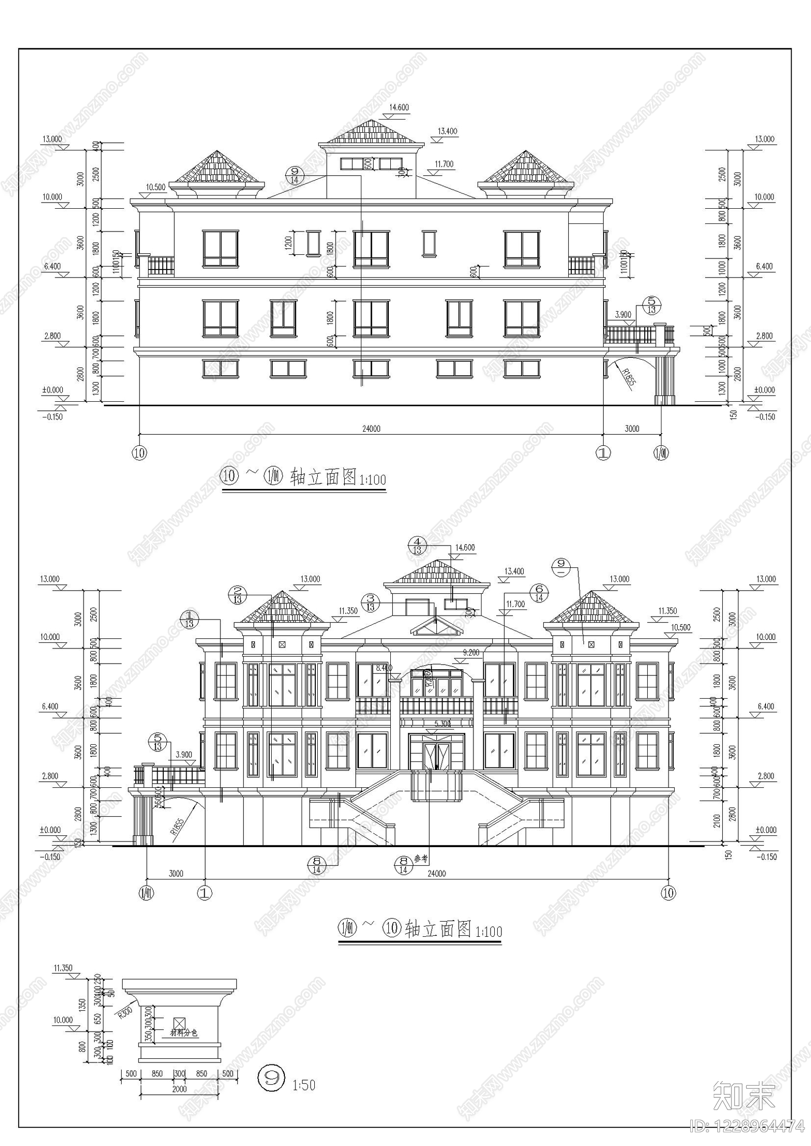 别墅建筑cad施工图下载【ID:1228964474】