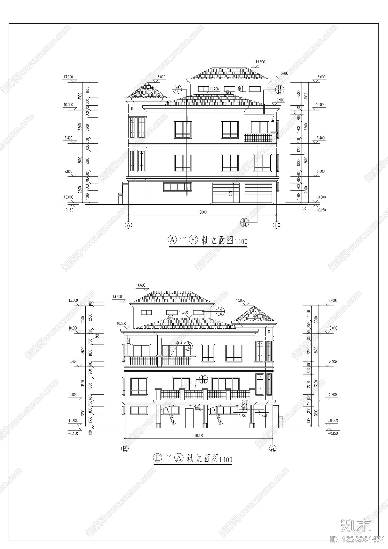 别墅建筑cad施工图下载【ID:1228964474】