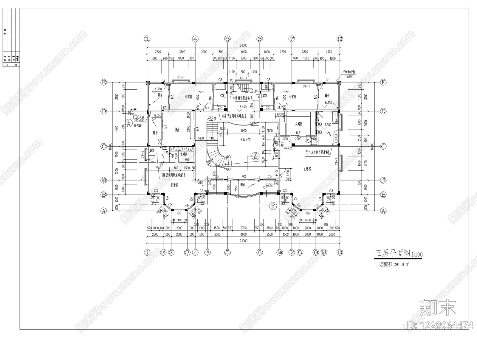 别墅建筑cad施工图下载【ID:1228964474】
