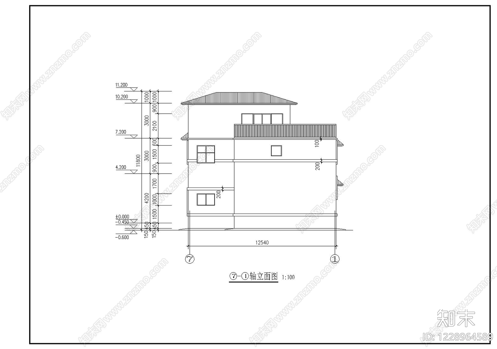 别墅建筑cad施工图下载【ID:1228964589】