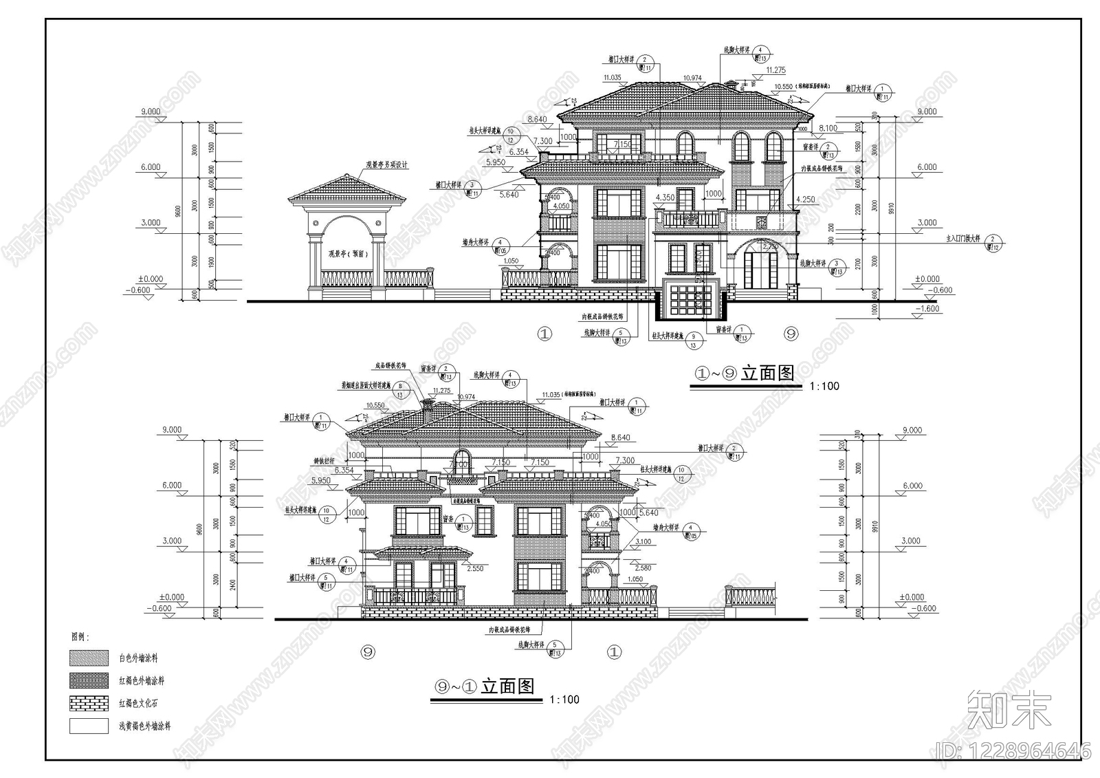 别墅建筑cad施工图下载【ID:1228964646】