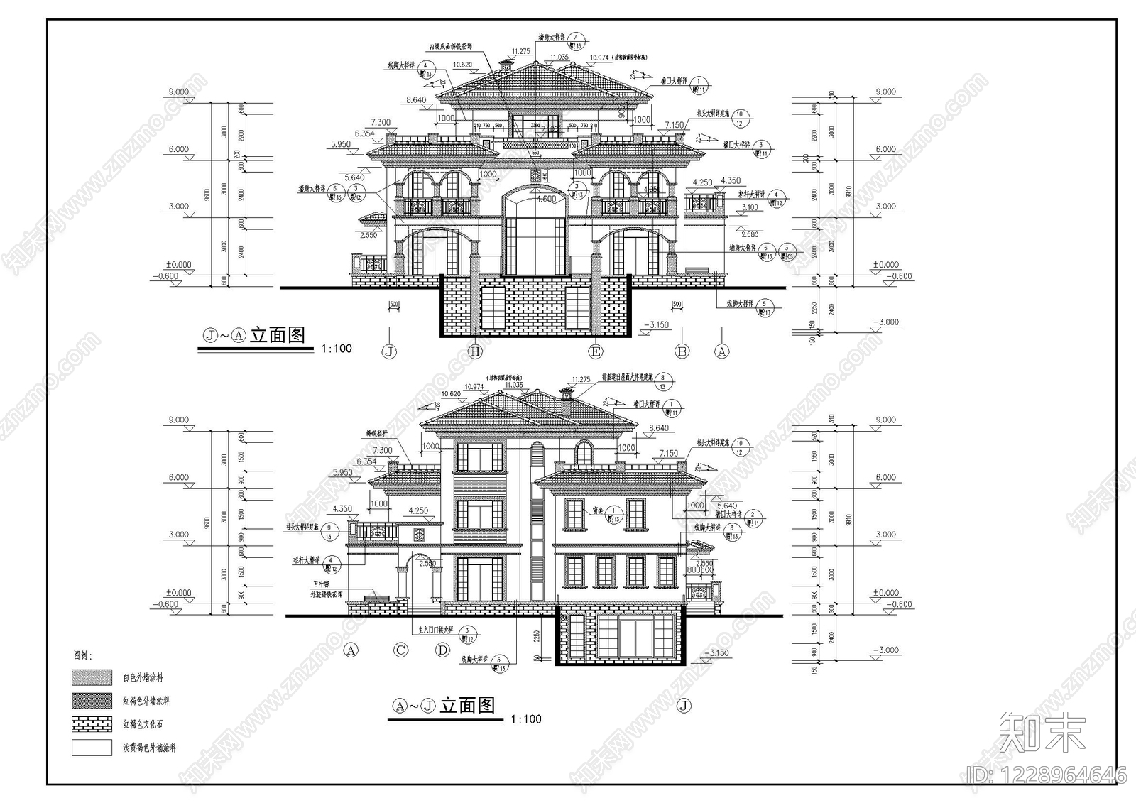 别墅建筑cad施工图下载【ID:1228964646】