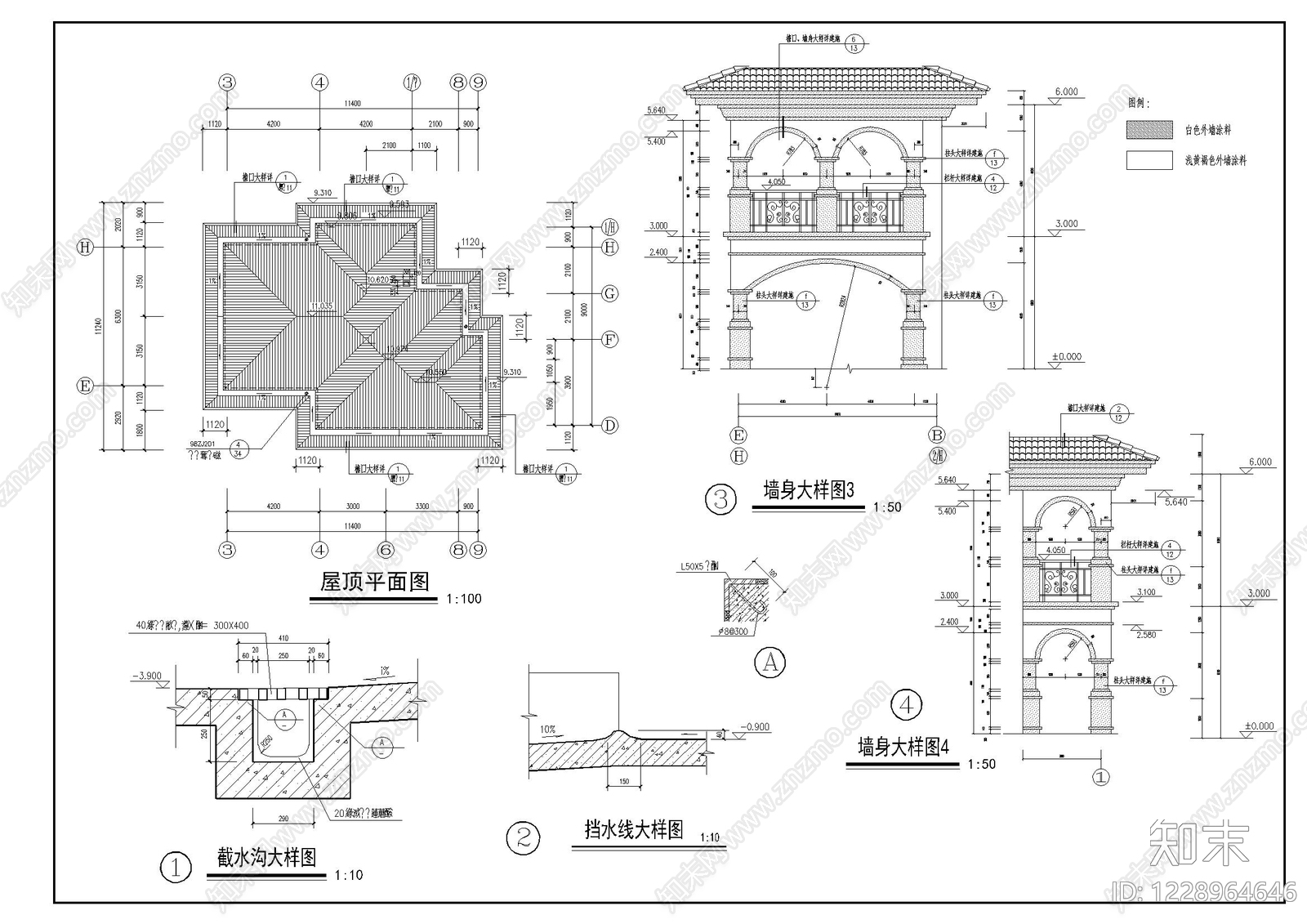 别墅建筑cad施工图下载【ID:1228964646】