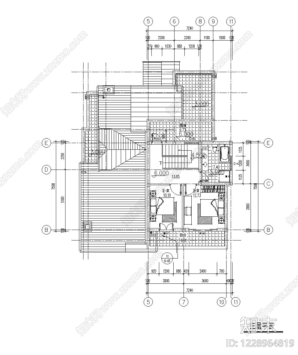 别墅建筑cad施工图下载【ID:1228964819】