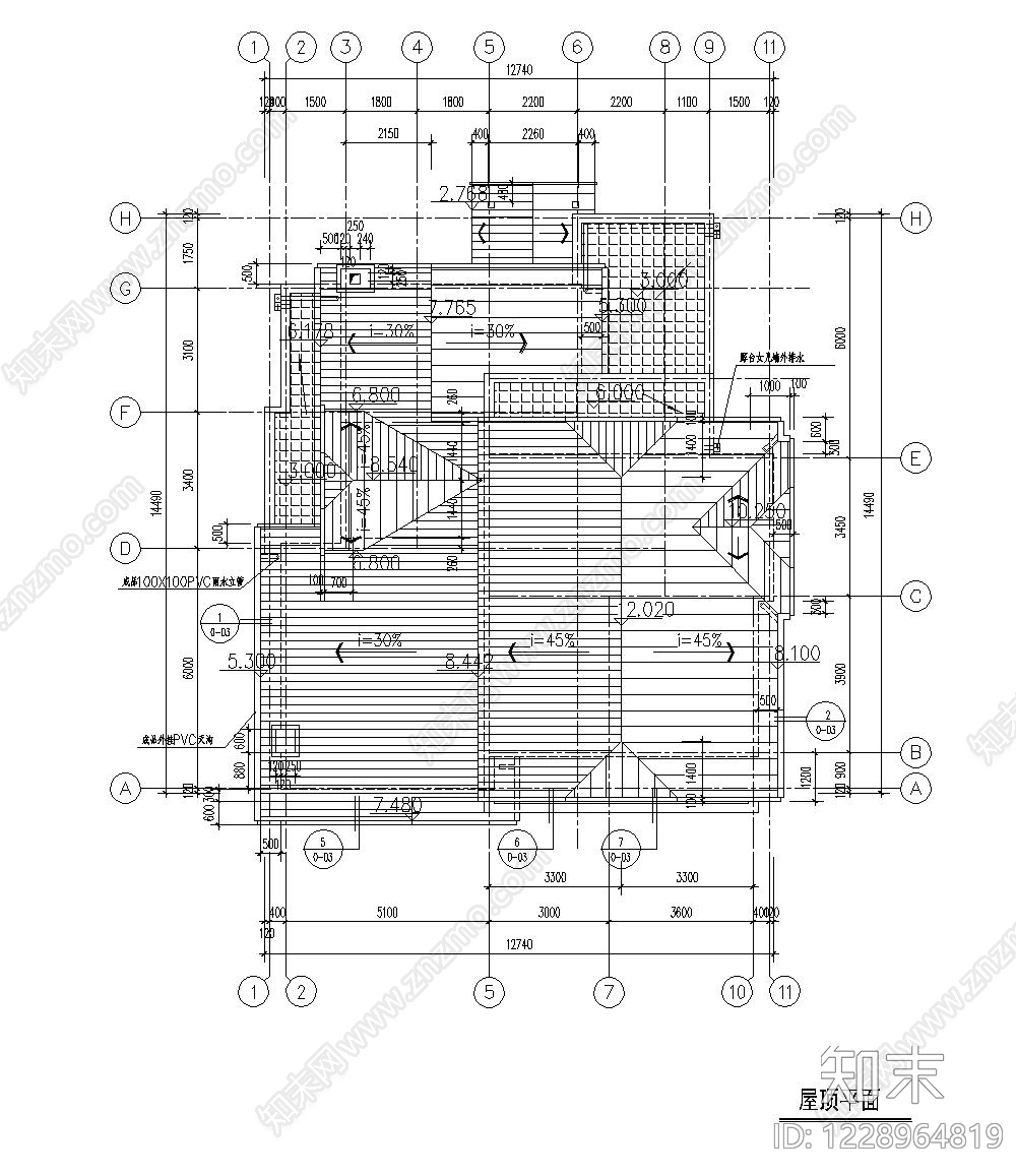 别墅建筑cad施工图下载【ID:1228964819】