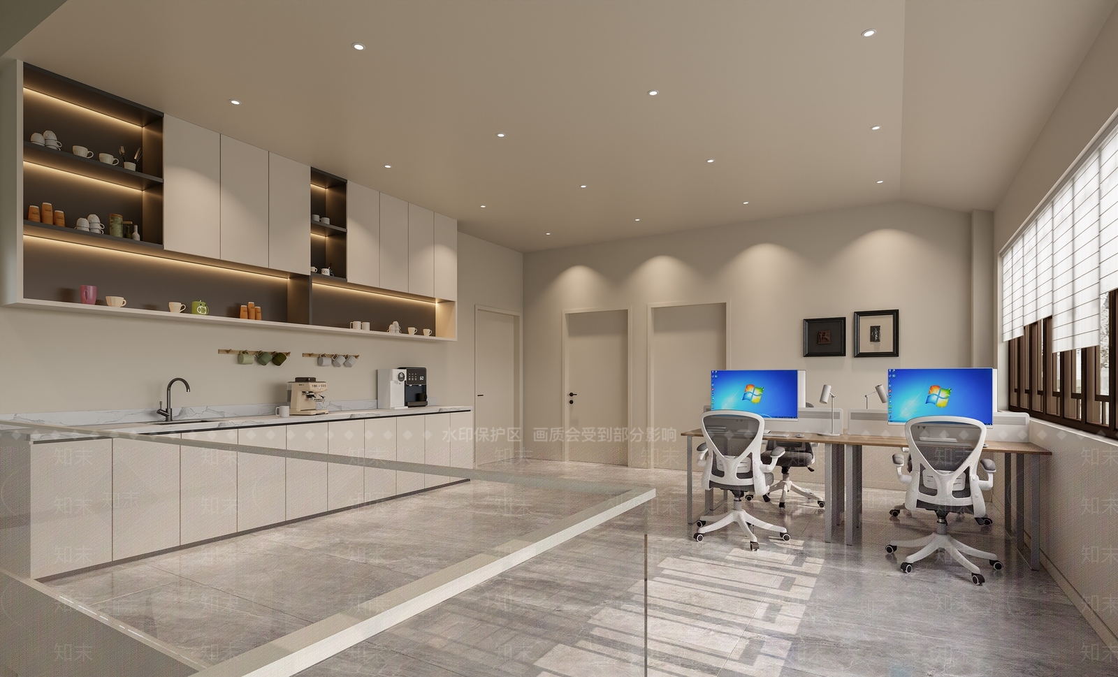 现代简约办公区3D模型下载【ID:1228967762】