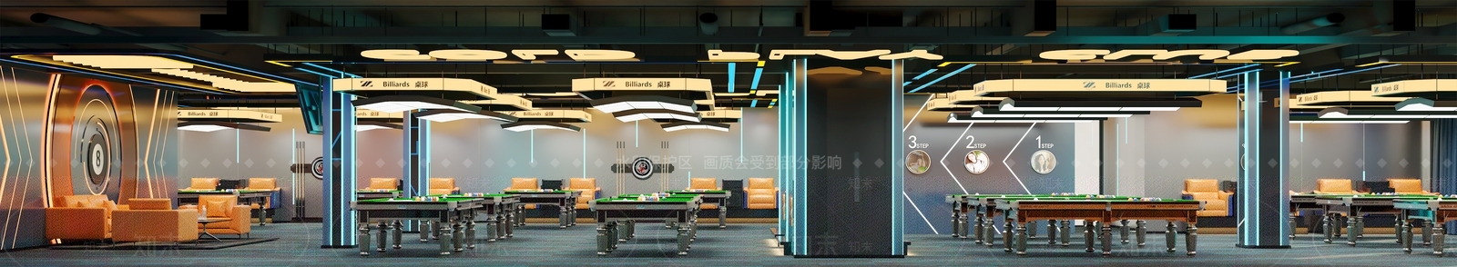 赛博朋克风台球室3D模型下载【ID:1228972711】