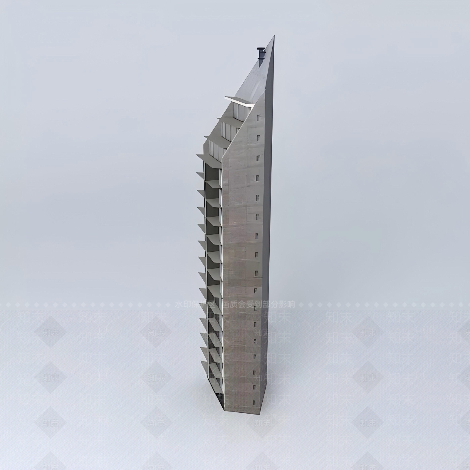 现代主义小高层住宅楼3D模型下载【ID:1228973902】