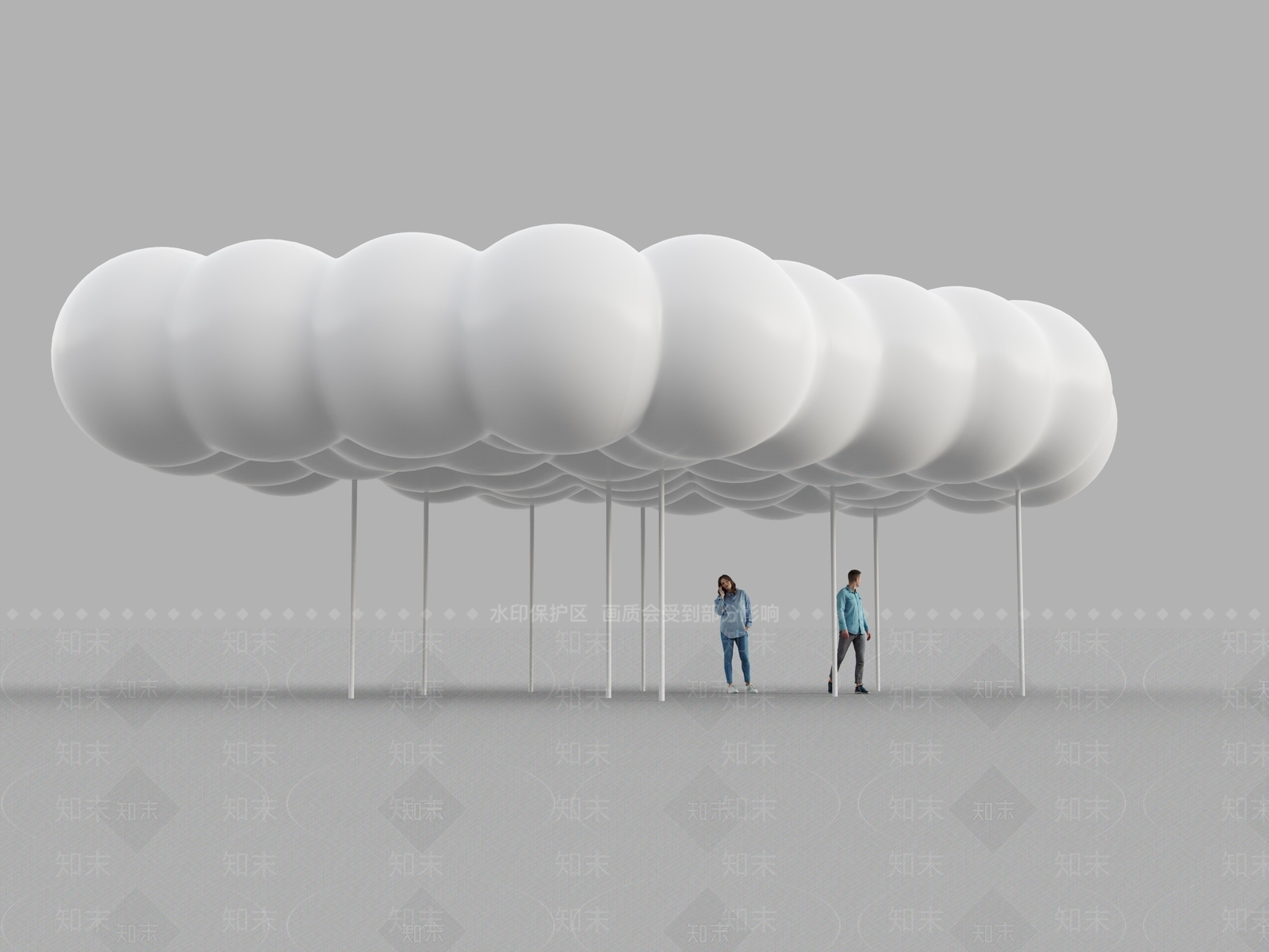 极简城市广场装置3D模型渲染效果图