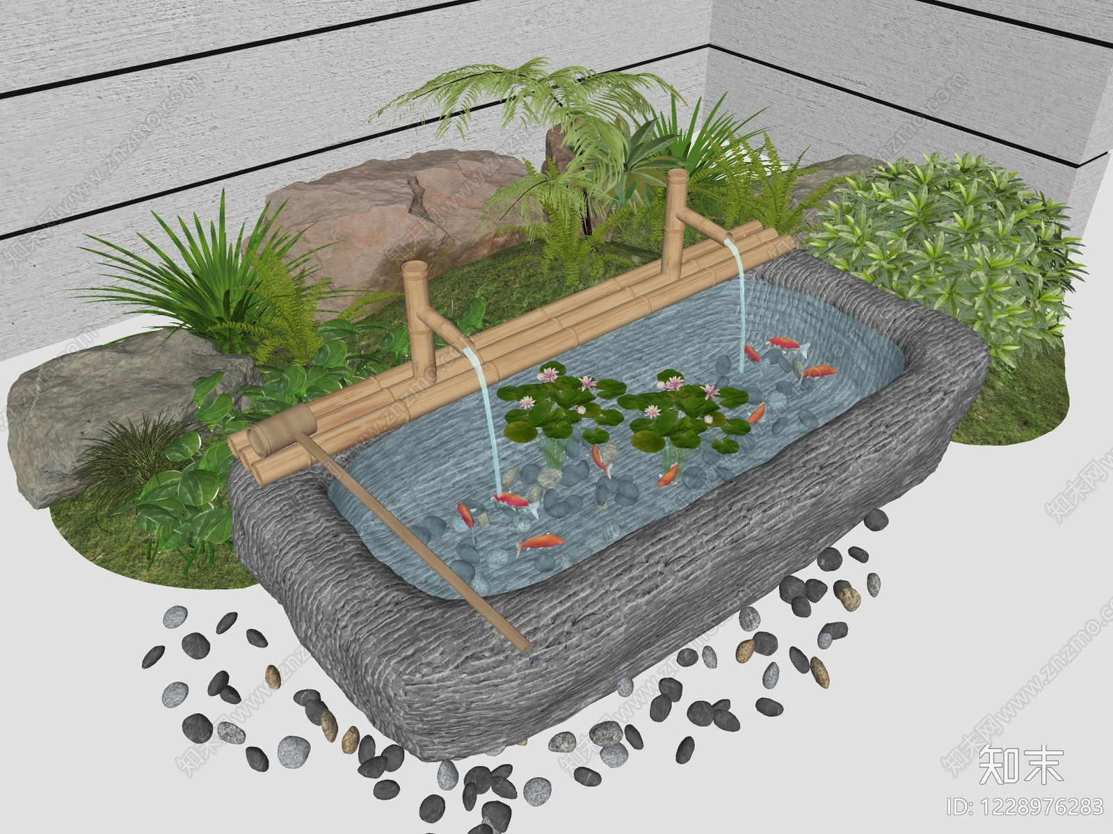 禅意其他水景设施SU模型下载【ID:1228976283】