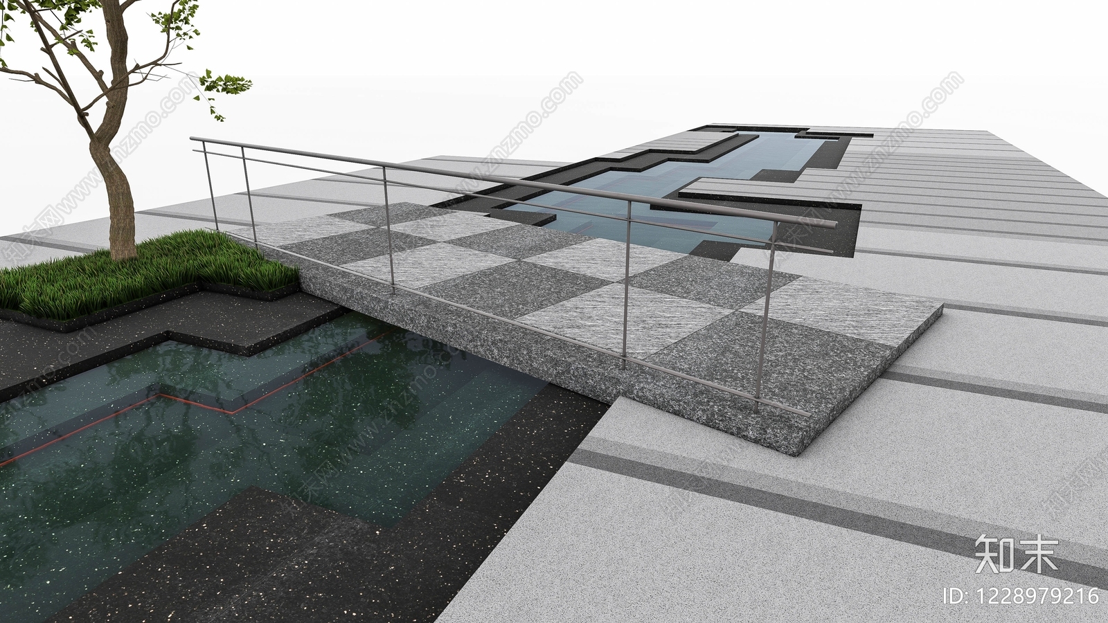 现代主义景观桥SU模型下载【ID:1228979216】