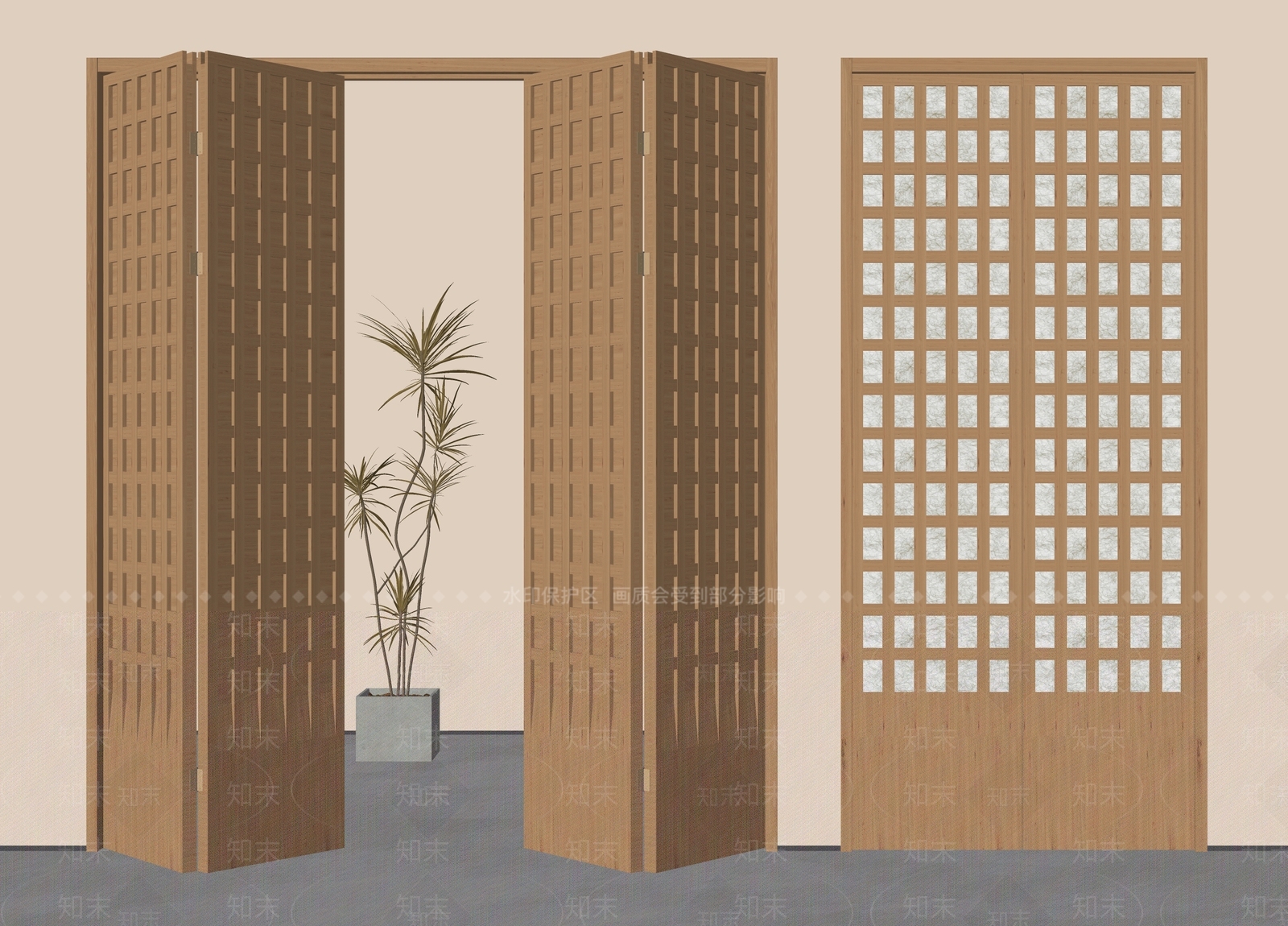 日式折叠门SU模型下载【ID:1228983024】