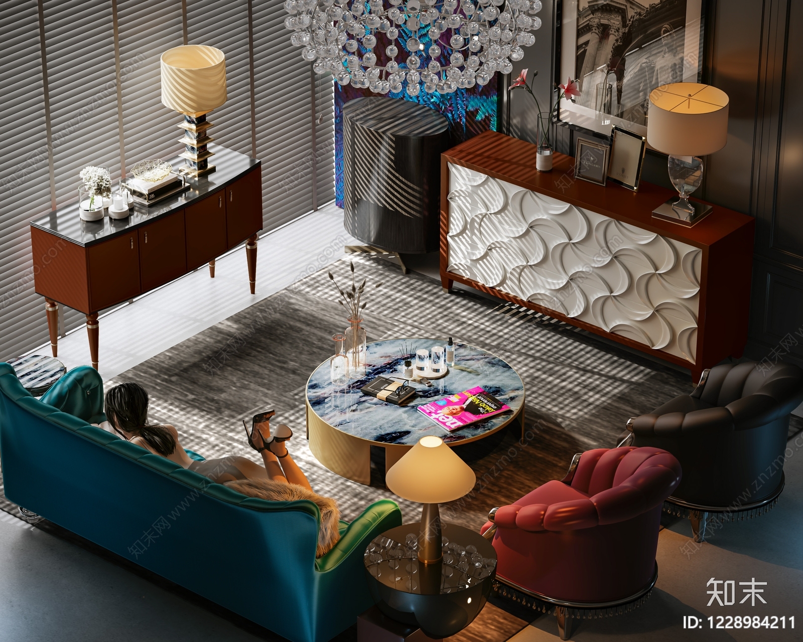 轻奢家居客厅3D模型下载【ID:1228984211】