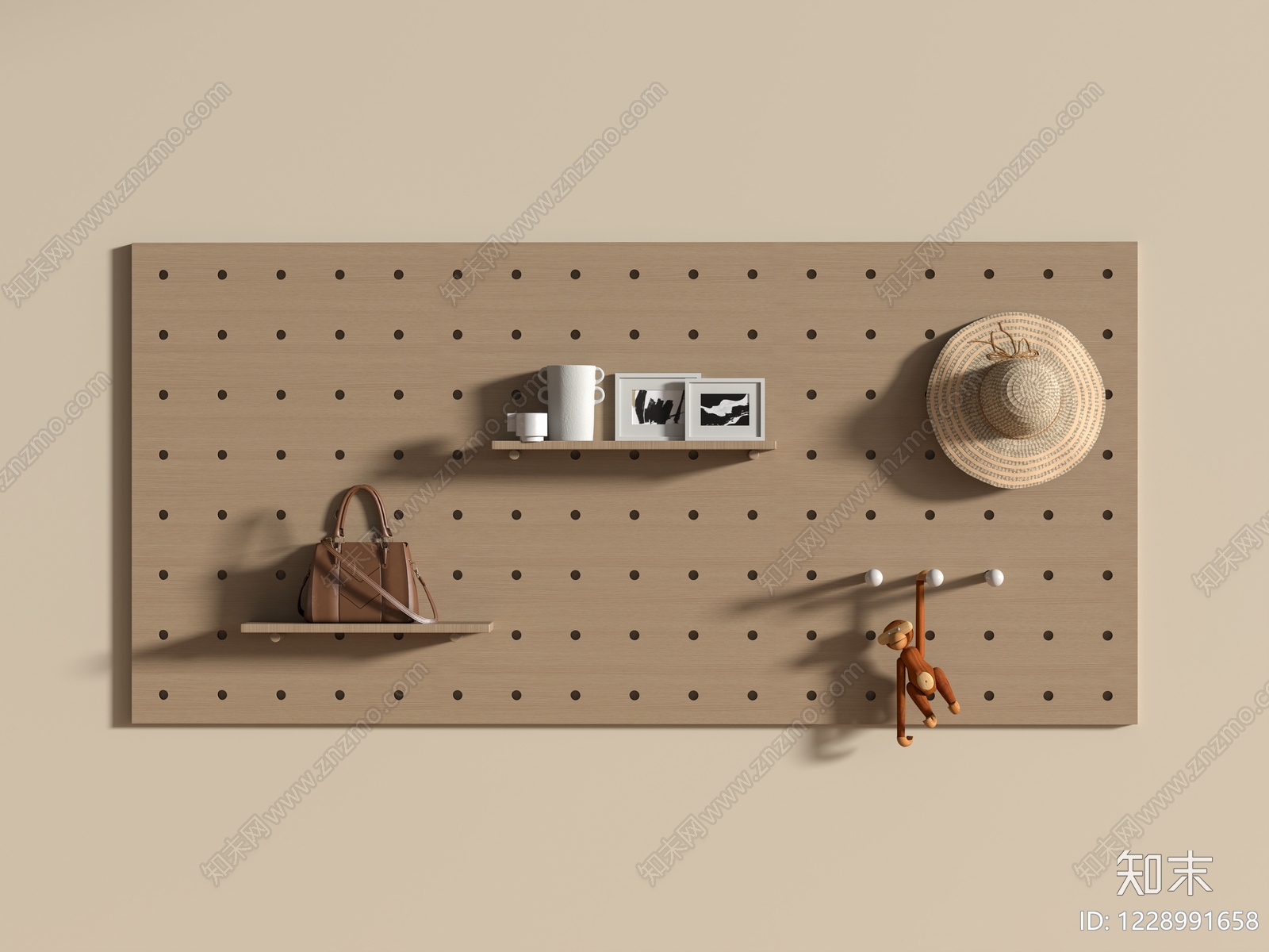 原木风置物架3D模型下载【ID:1228991658】