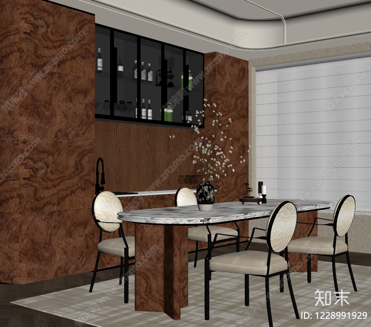 中古风家居餐厅SU模型下载【ID:1228991929】