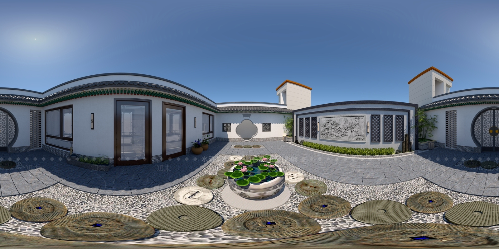 新中式景观乡村庭院SU模型下载【ID:1228994323】