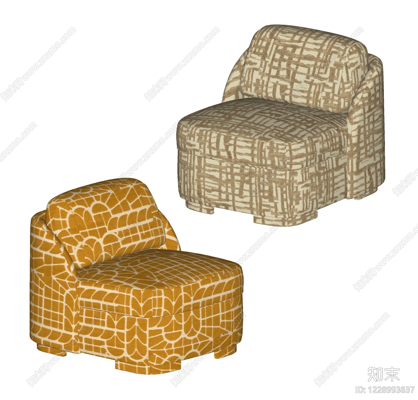 中古风单人沙发SU模型下载【ID:1228993837】