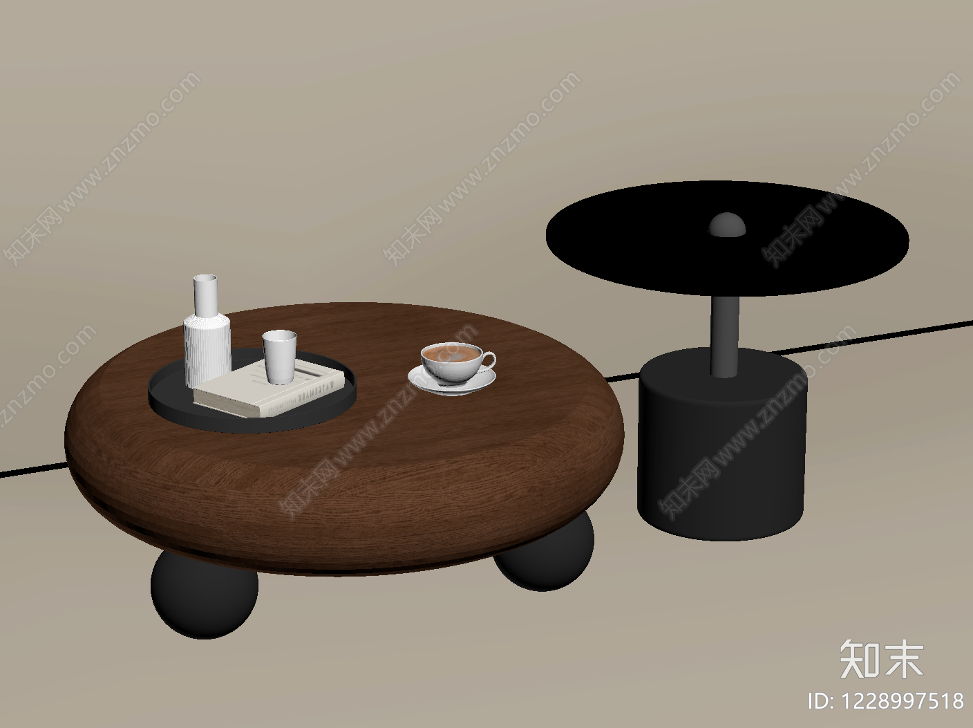 中古风茶几SU模型下载【ID:1228997518】