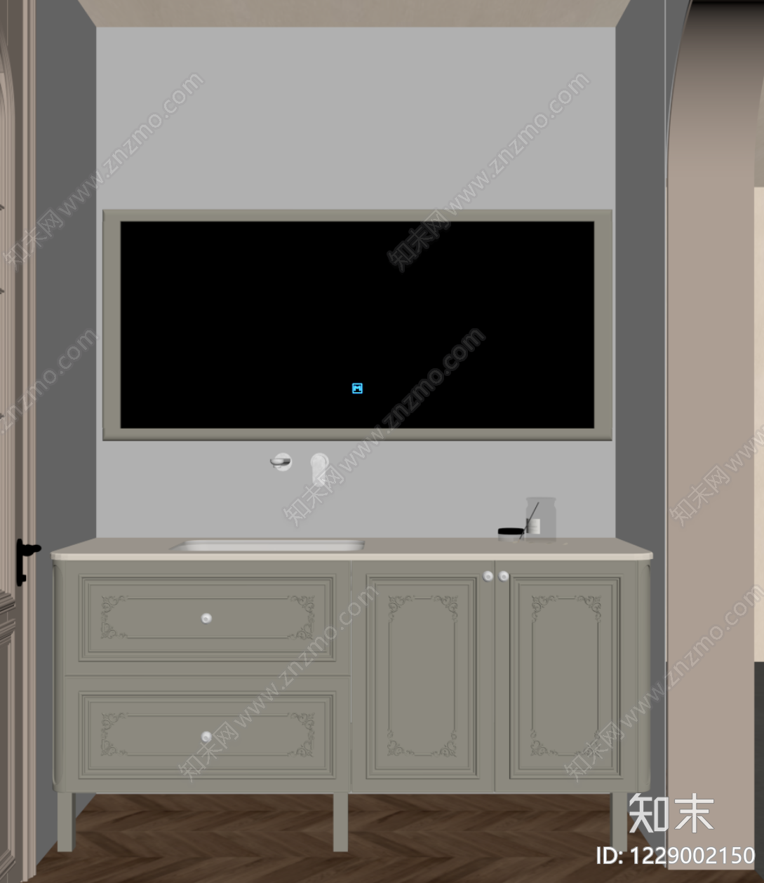 法式浴室柜SU模型下载【ID:1229002150】