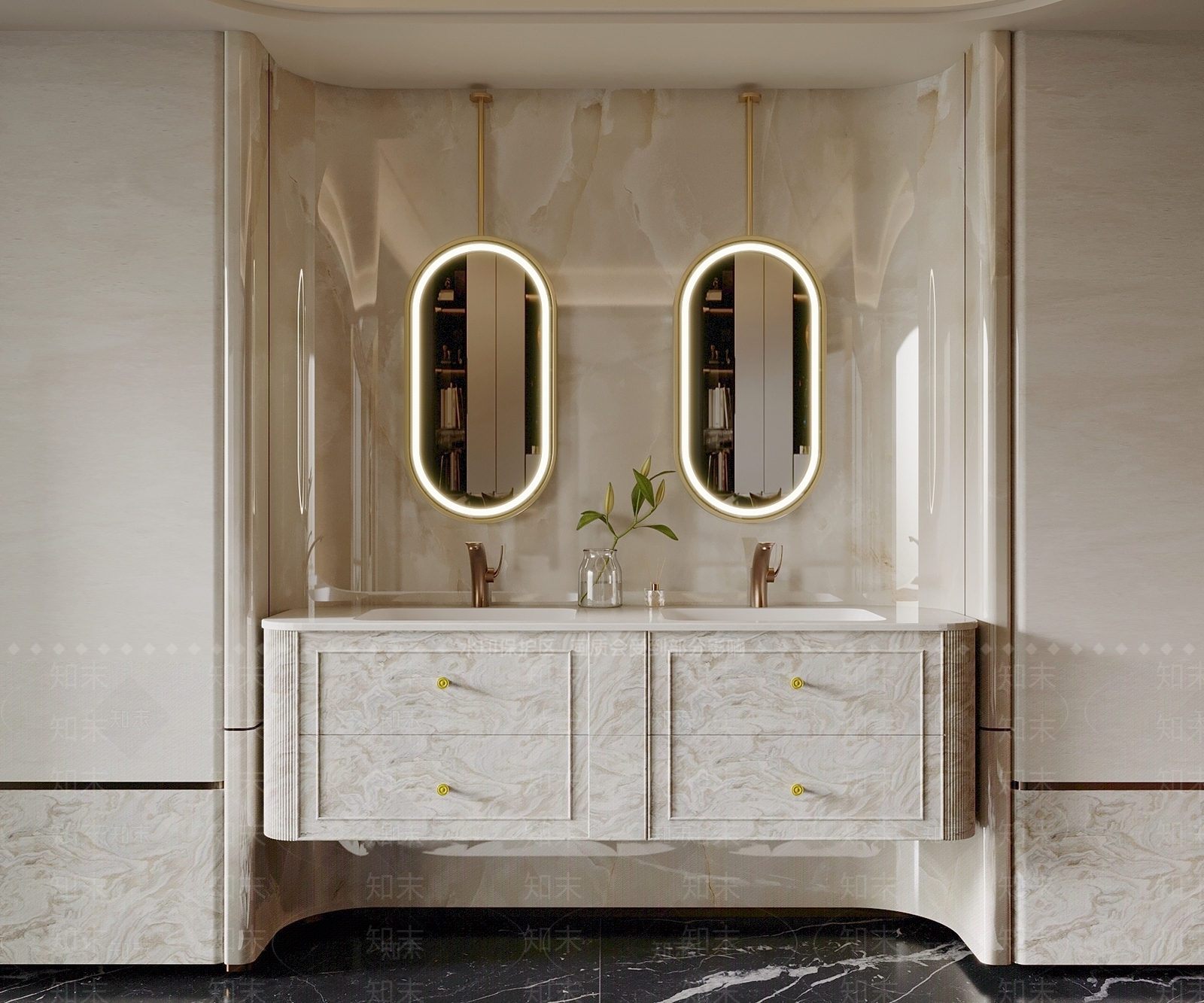 轻奢浴室柜SU模型下载【ID:1229002341】
