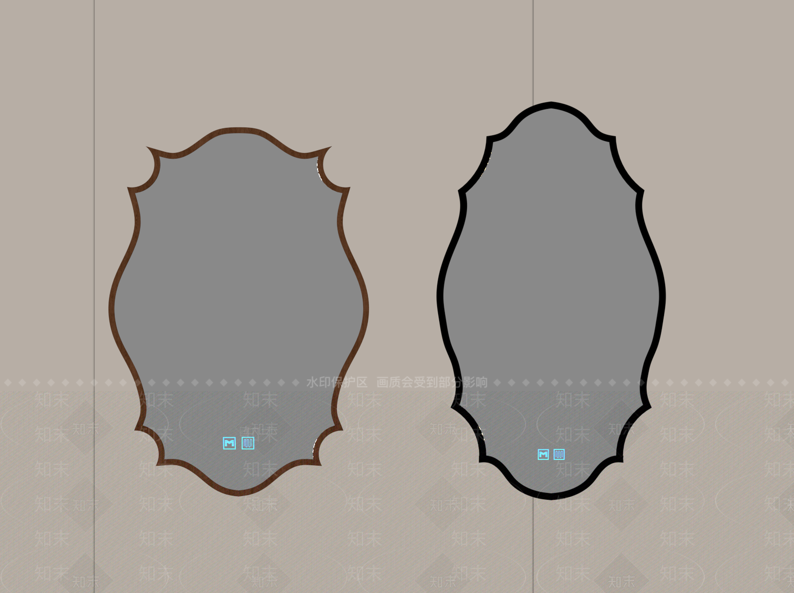 奶油风镜子SU模型下载【ID:1229002693】