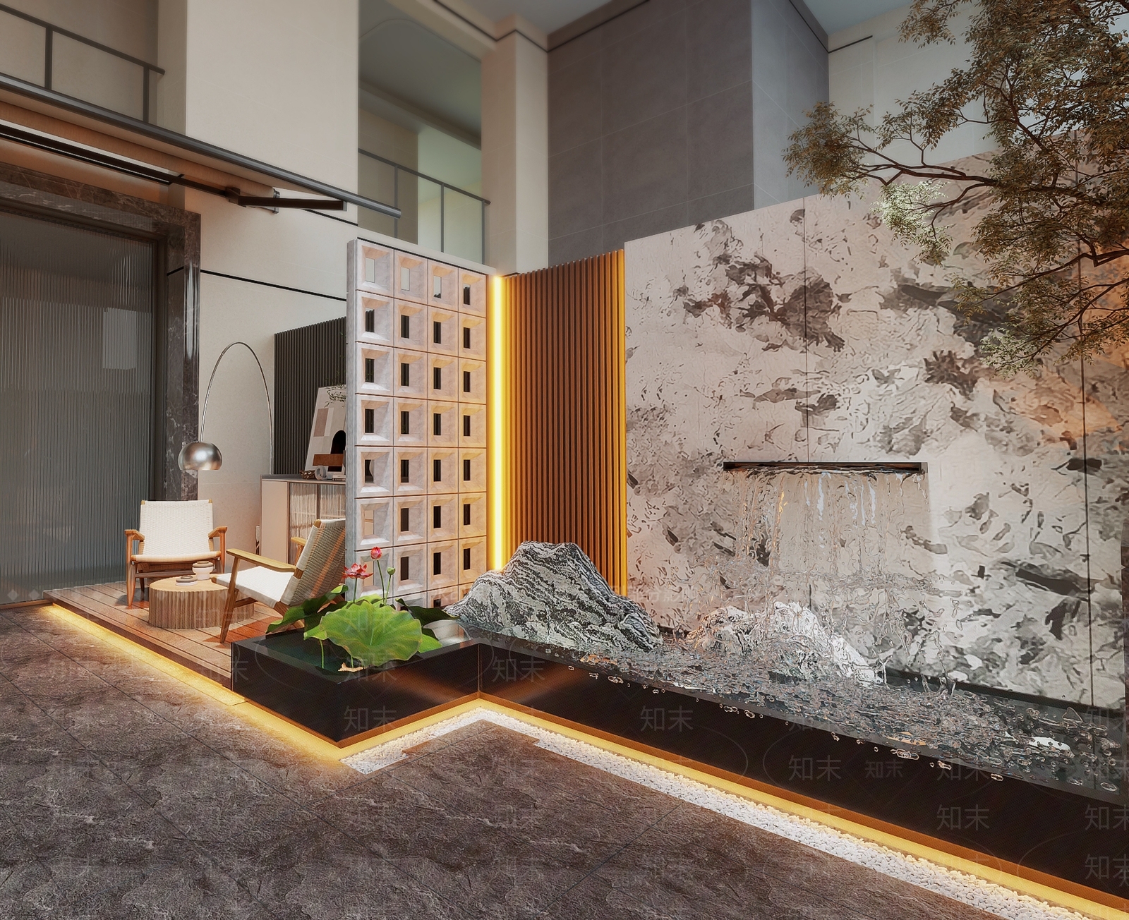 新中式景观庭院3D模型下载【ID:1229006202】