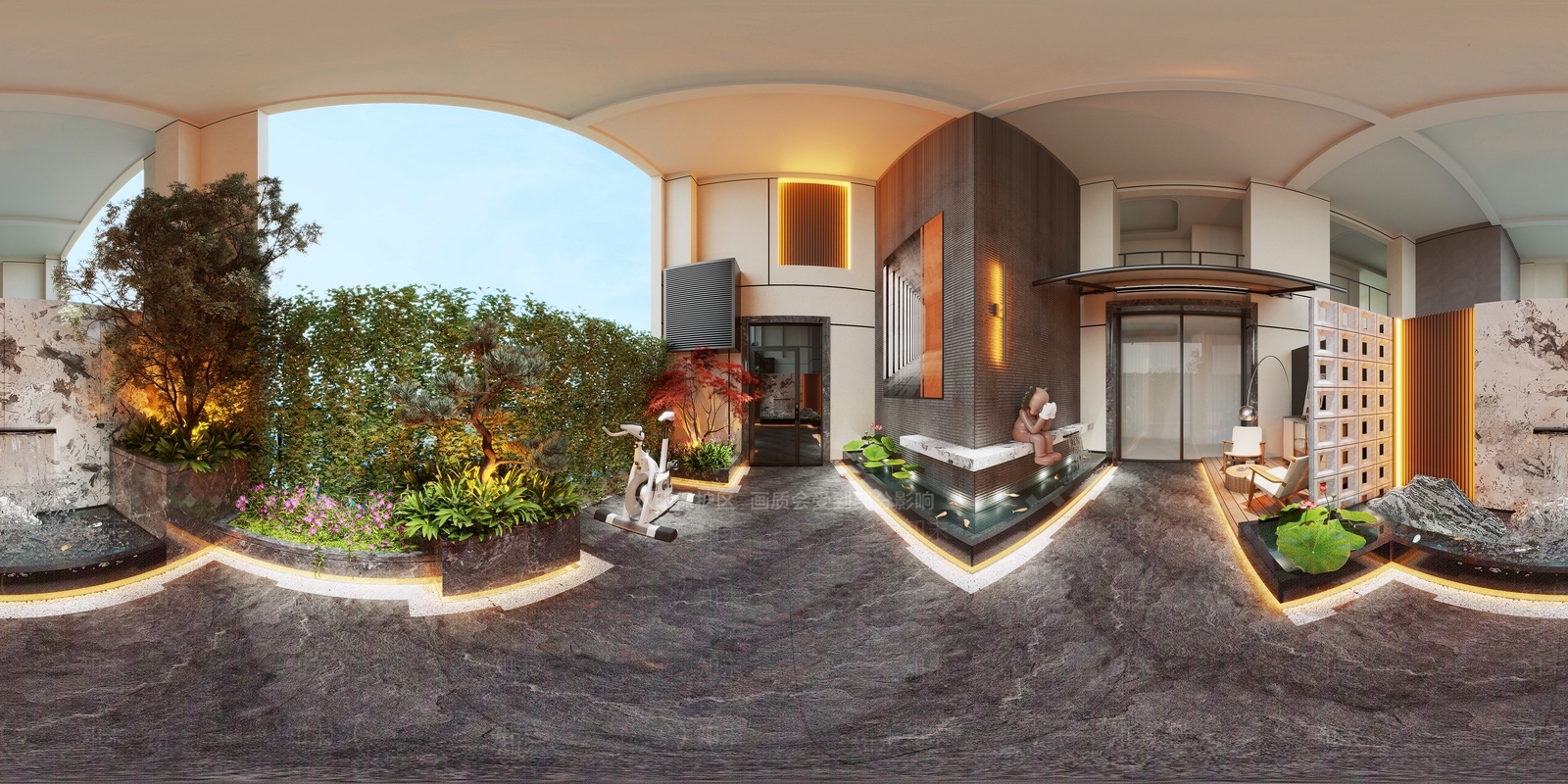 新中式景观庭院3D模型下载【ID:1229006202】