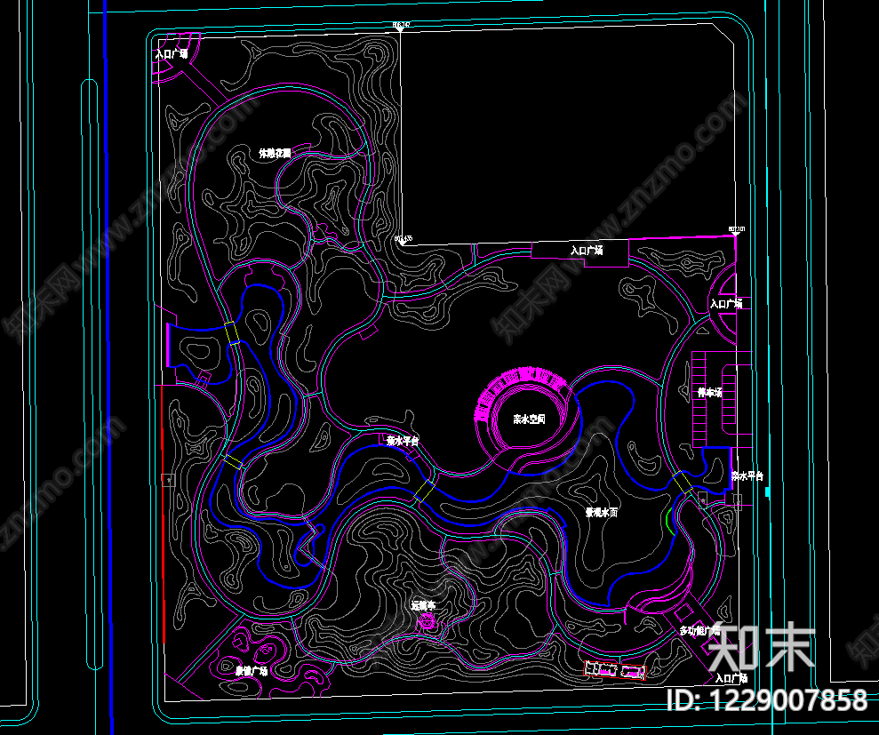 湿地公园cad施工图下载【ID:1229007858】