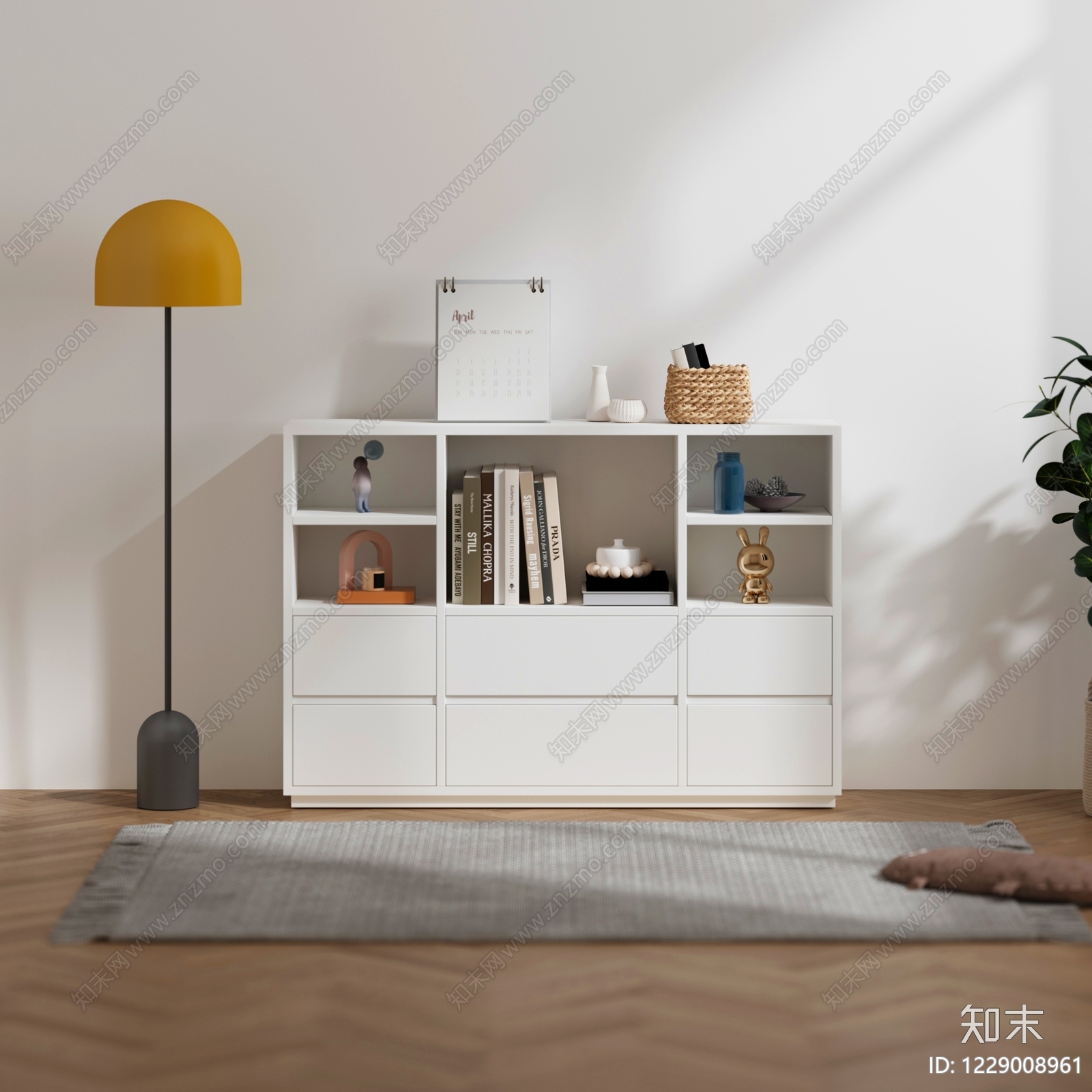 现代简约书柜3D模型下载【ID:1229008961】