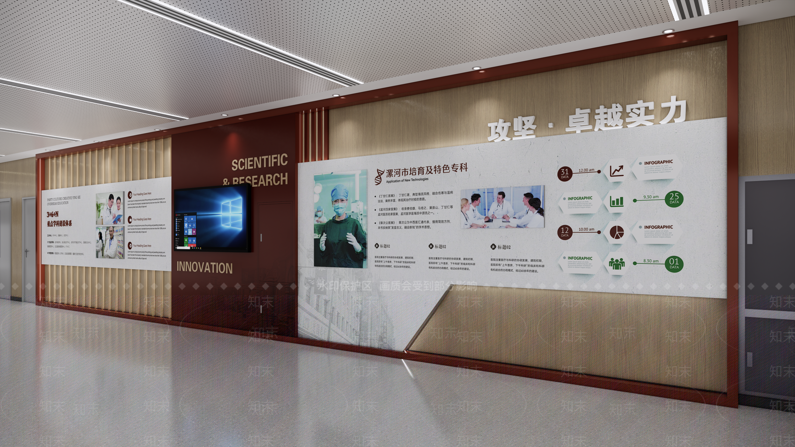医院文化墙SU模型下载【ID:1229014416】