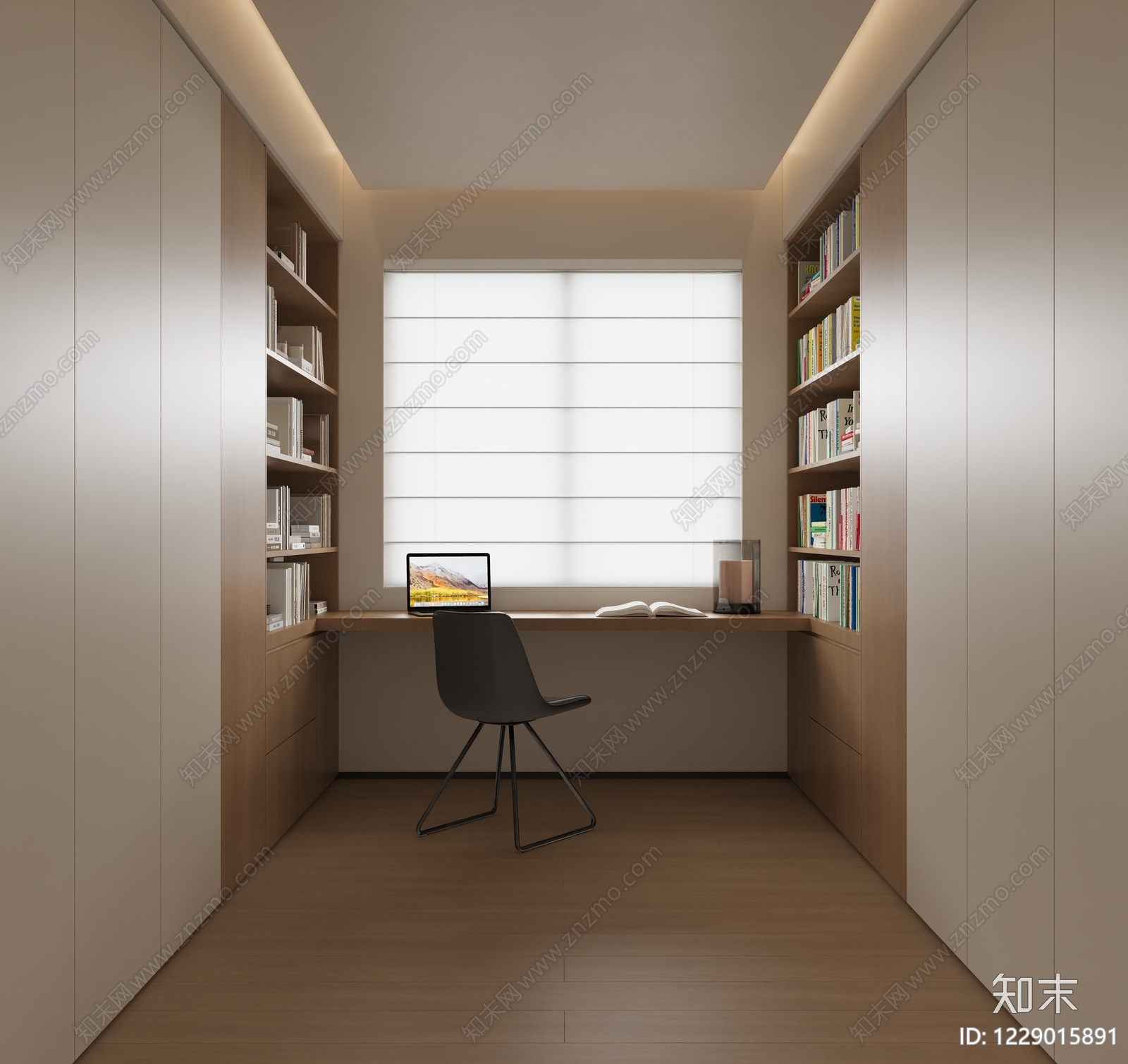 现代简约书房3D模型下载【ID:1229015891】