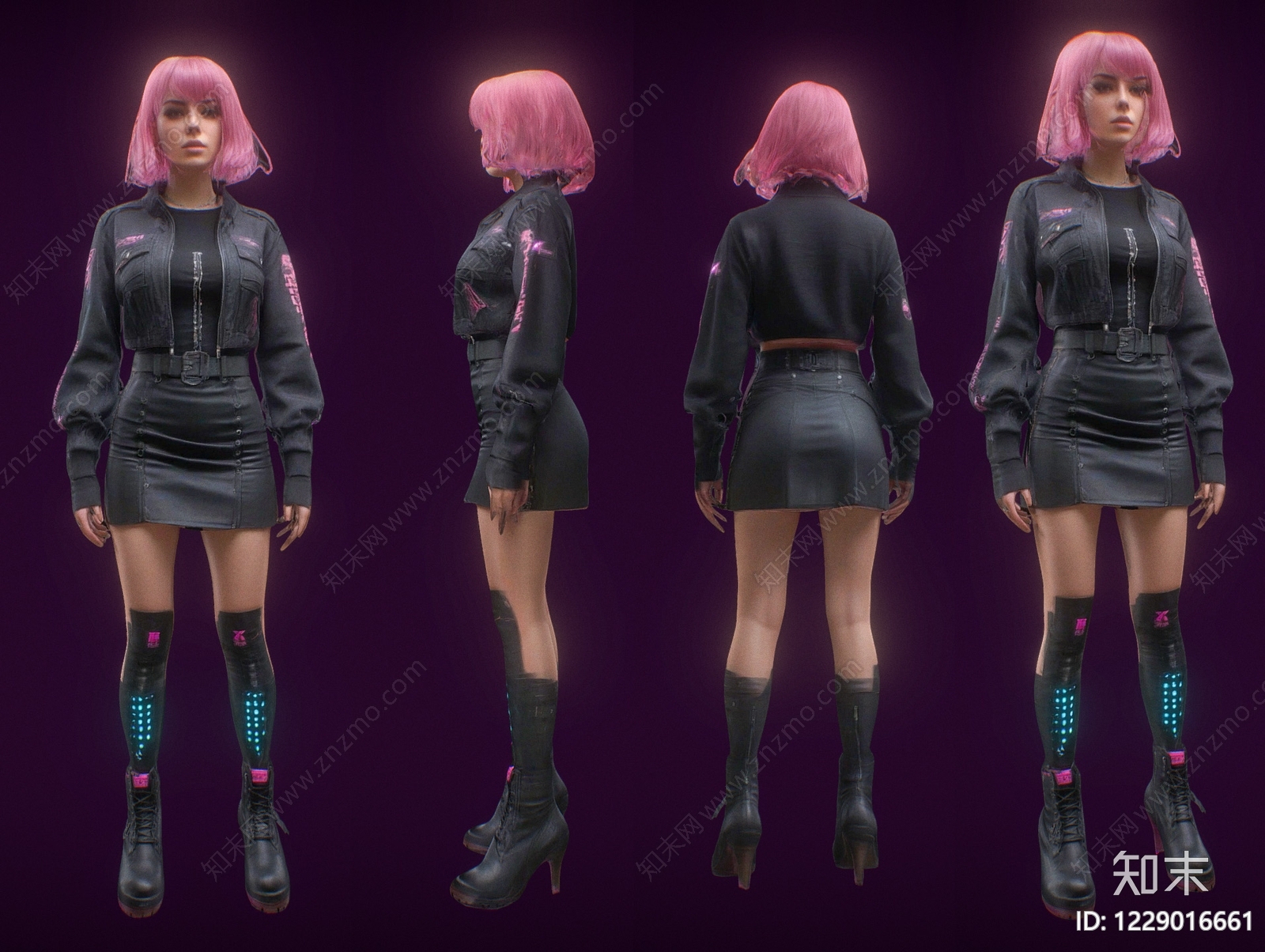 赛博朋克风虚拟人物3D模型下载【ID:1229016661】