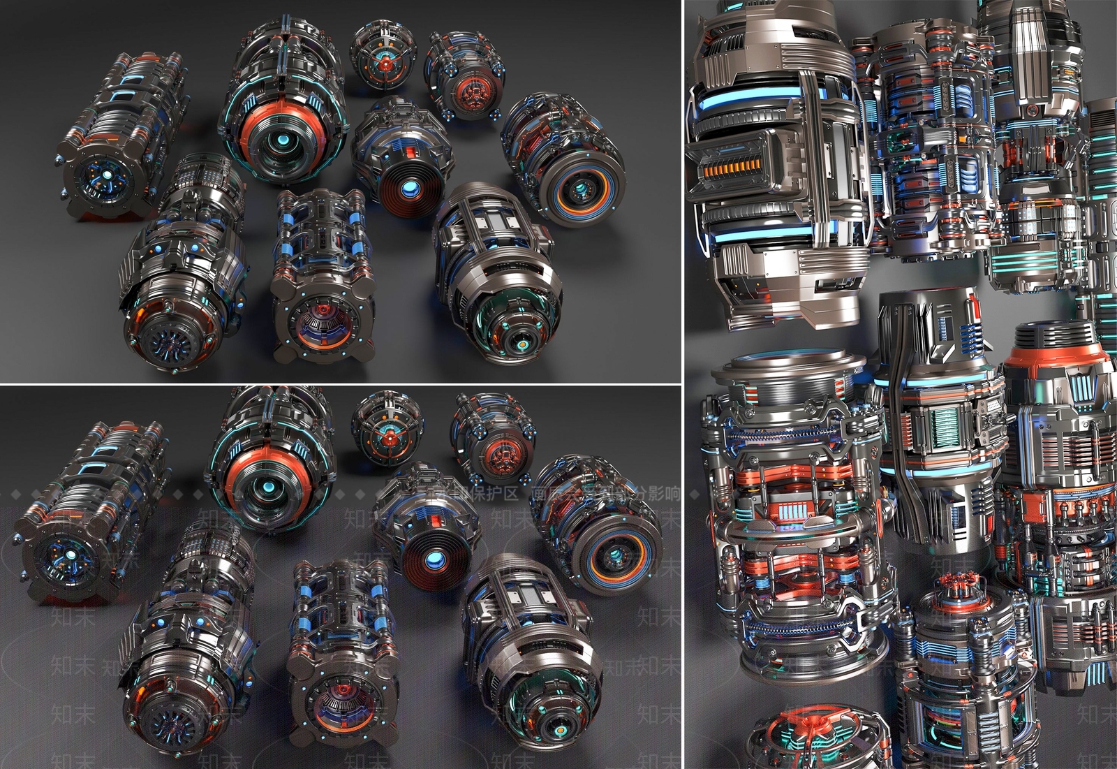 赛博朋克风军事器材3D模型下载【ID:1229017376】