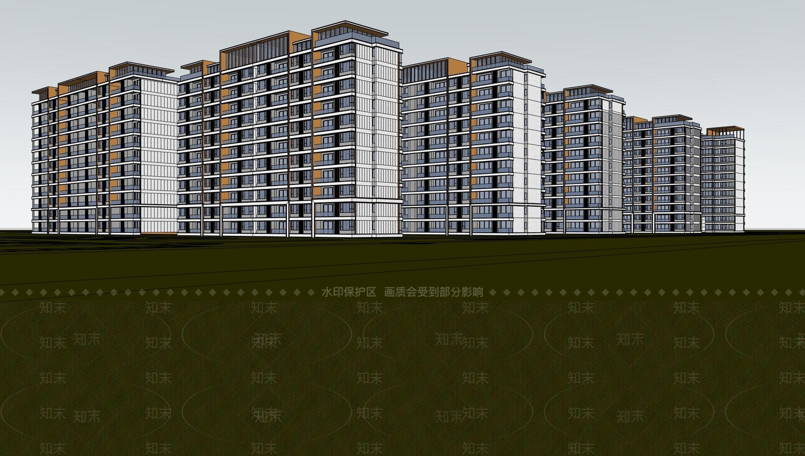 现代主义小区建筑SU模型下载【ID:1229019157】