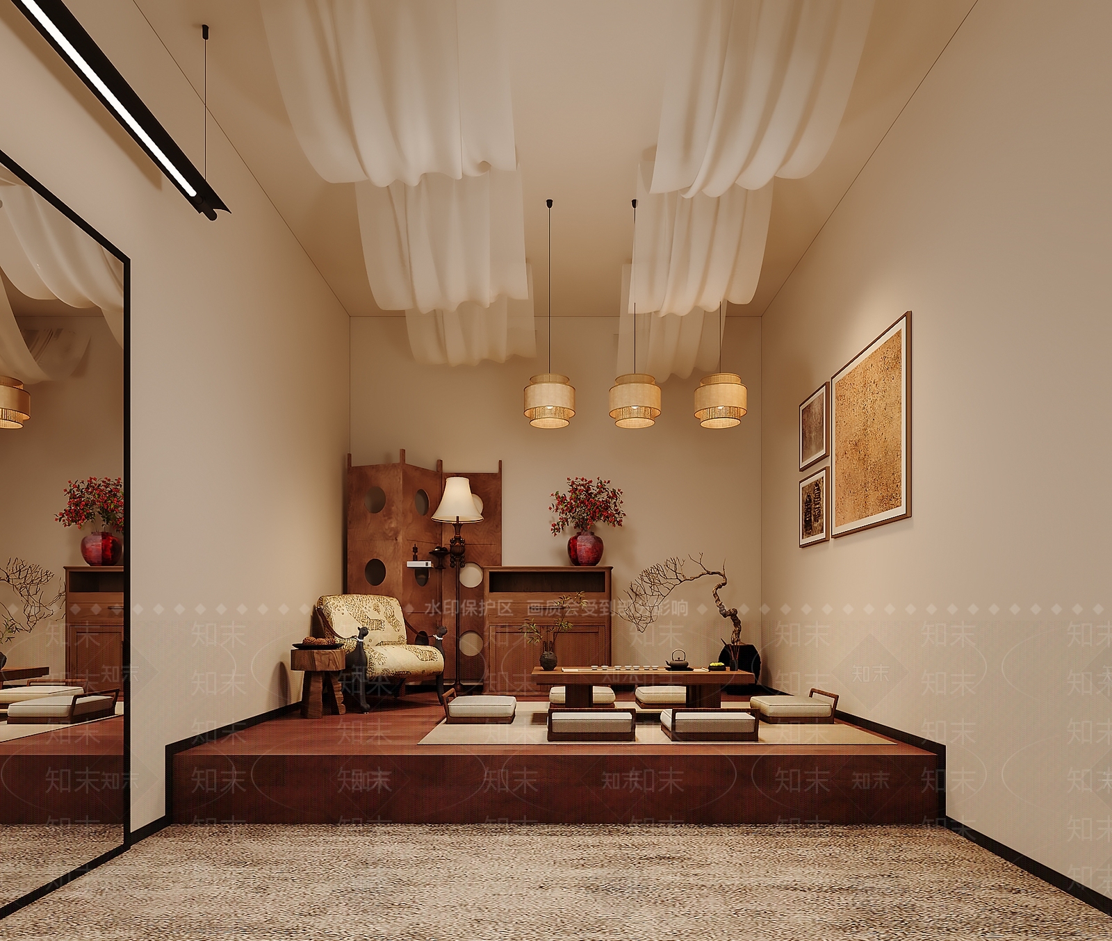 新中式茶室3D模型下载【ID:1229024508】
