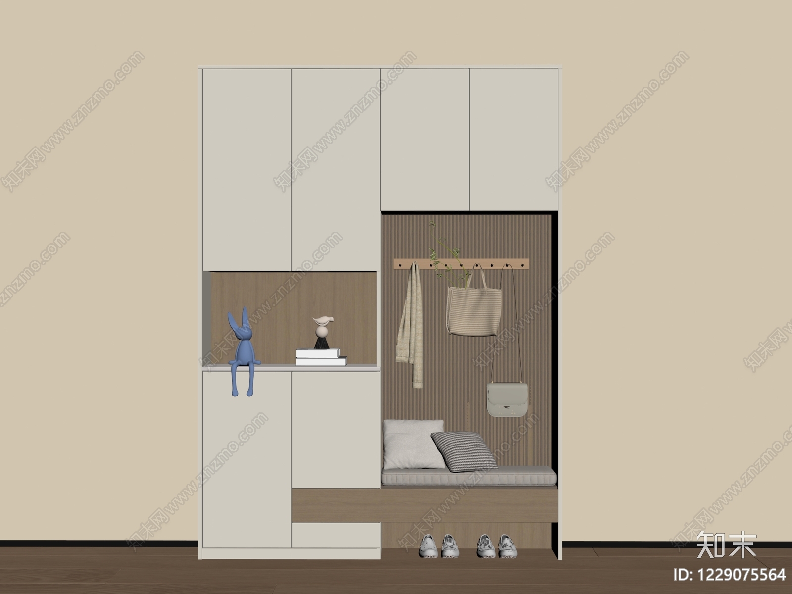 奶油风鞋柜SU模型下载【ID:1229075564】