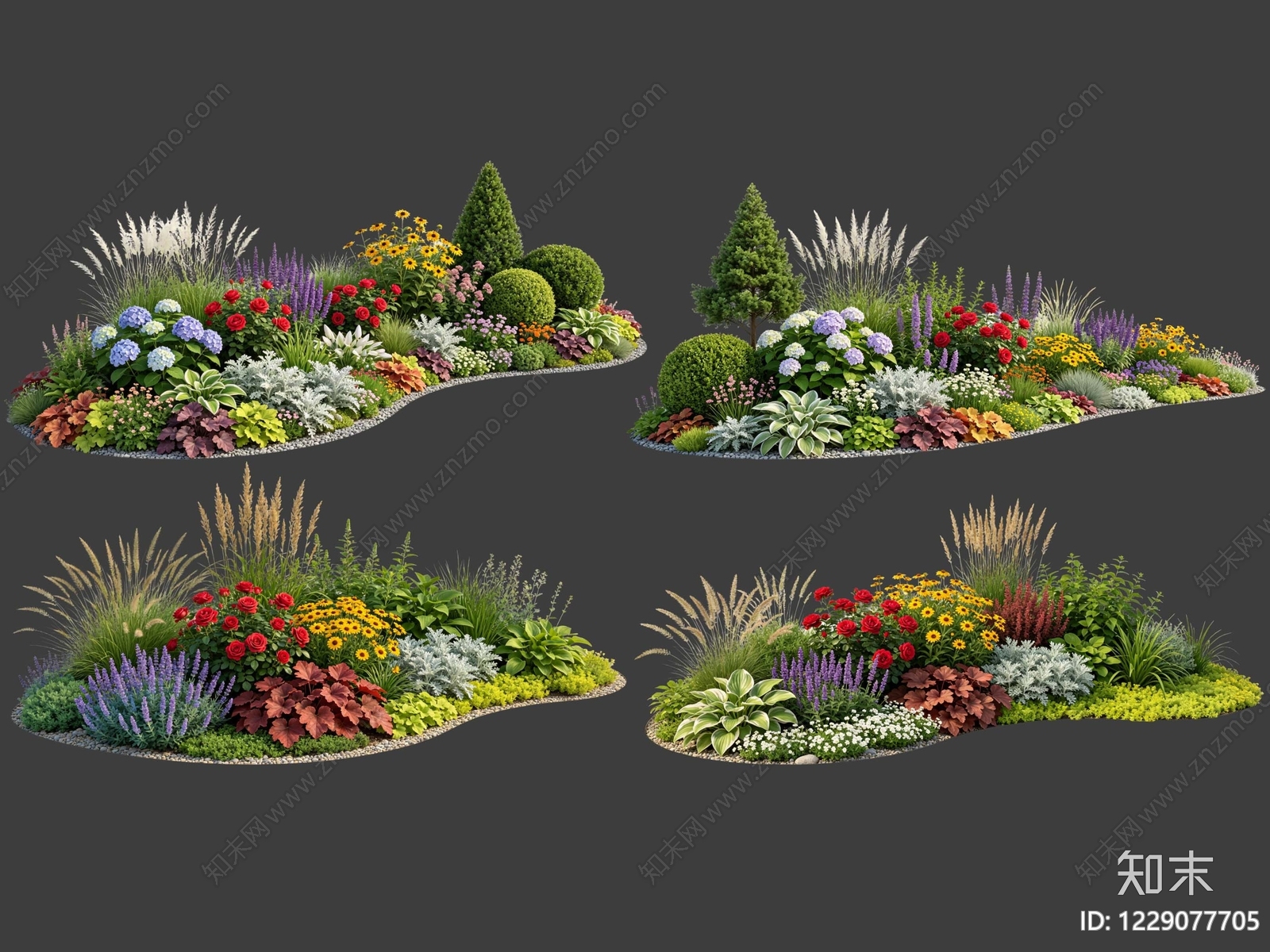 现代主义花境SU模型下载【ID:1229077705】