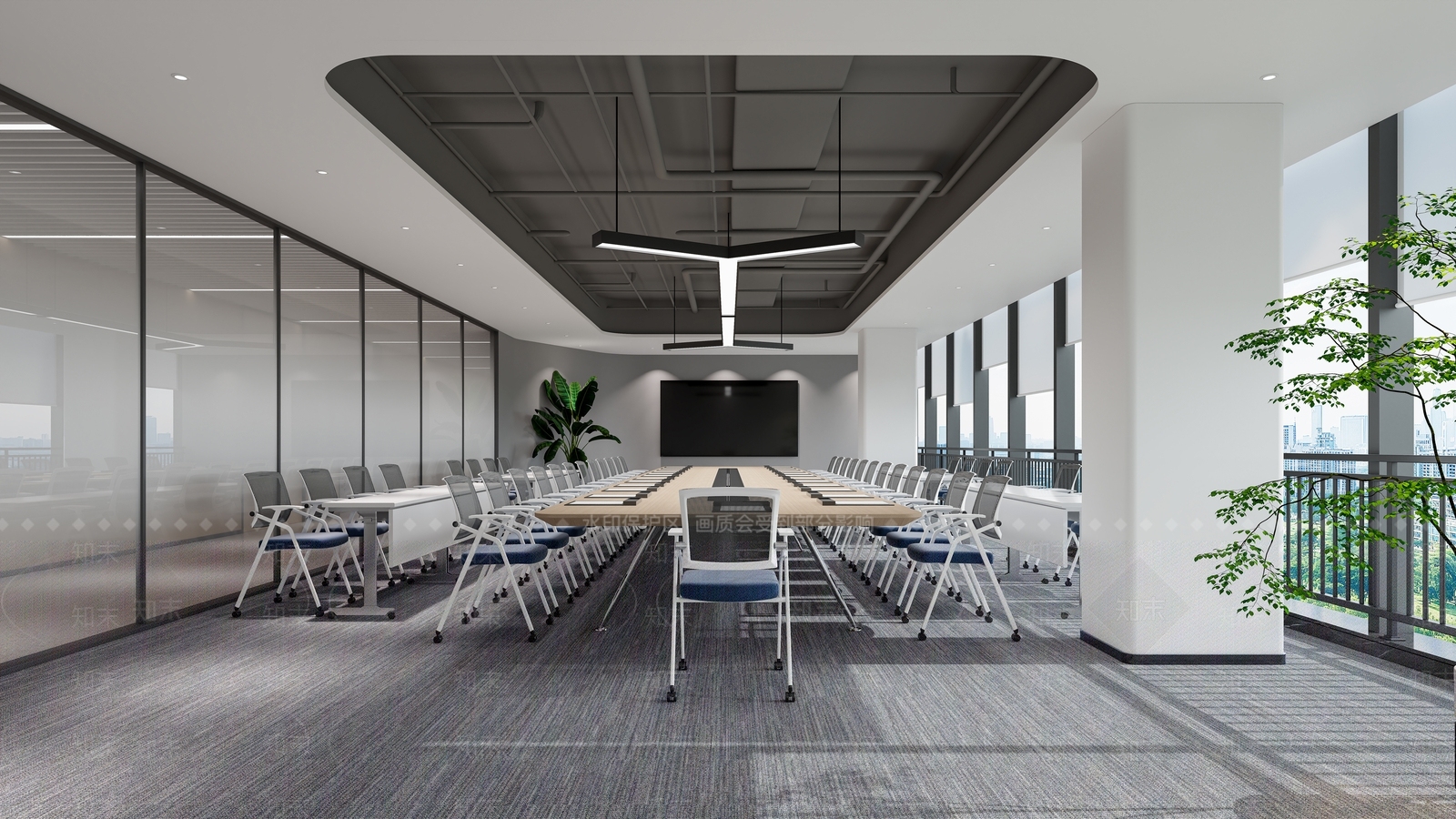 现代简约会议室3D模型下载【ID:1229077896】